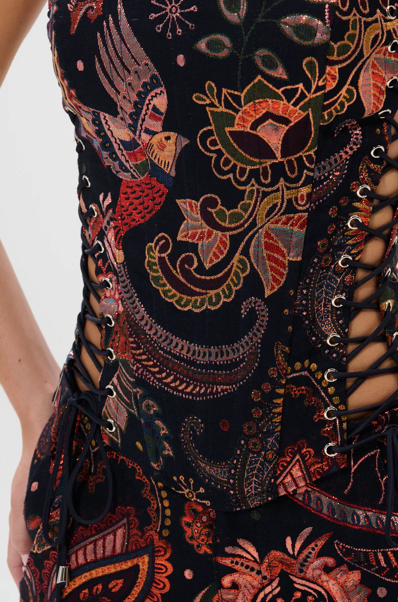 FALL VIBES BROCADE CORSET WITH LACE UP SIDES - Image 7