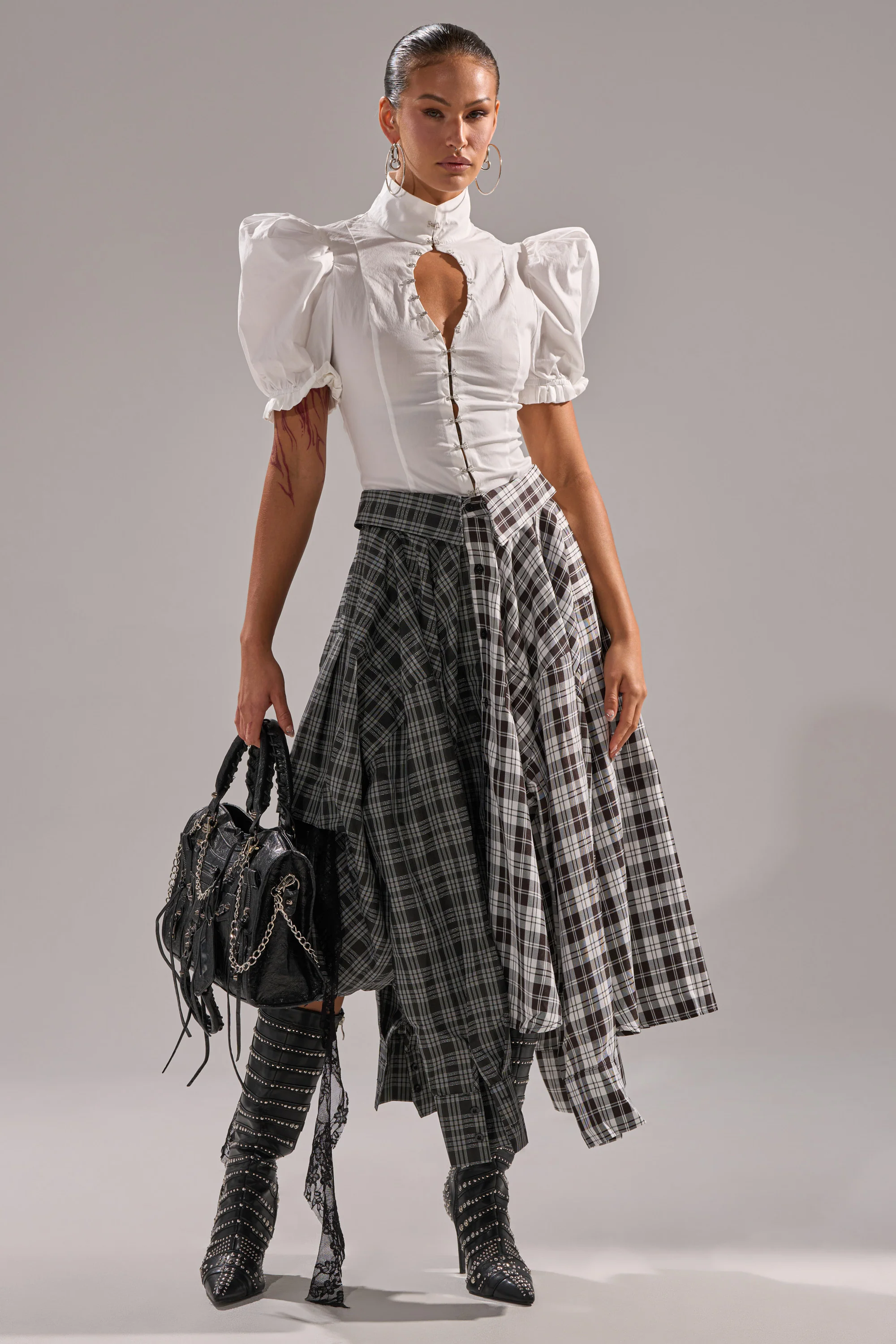 FALL VIBES PLAID MIDI SKIRT - Image 2