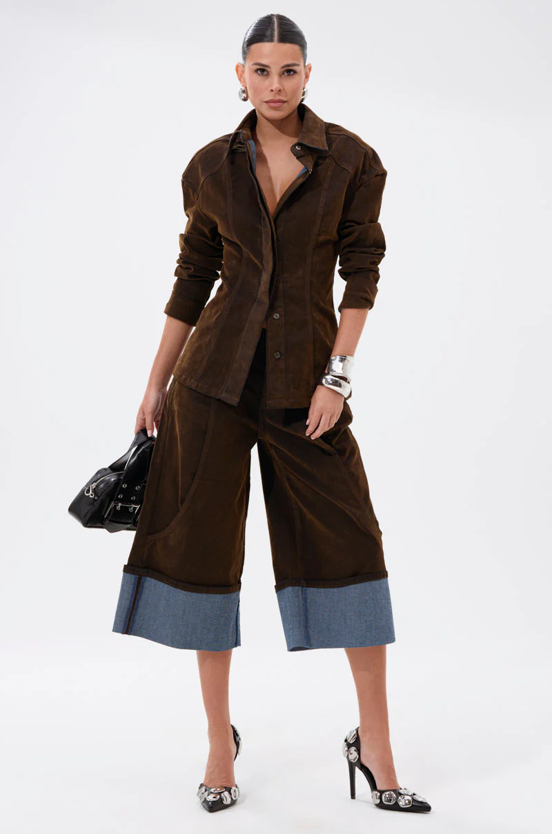 FALL VIBES VELVET DENIM BUTTON DOWN - Image 7