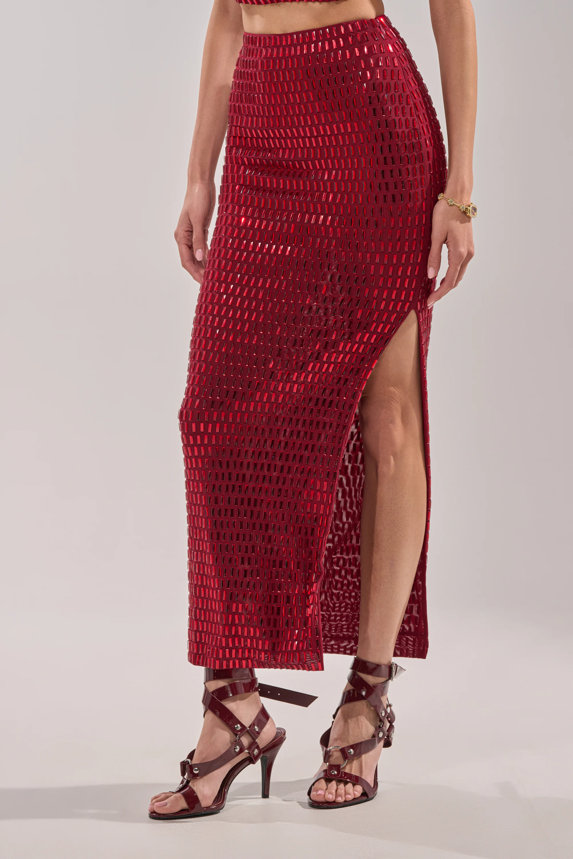 FALLING IN LOVE RHINESTONE MAXI SKIRT - Image 3