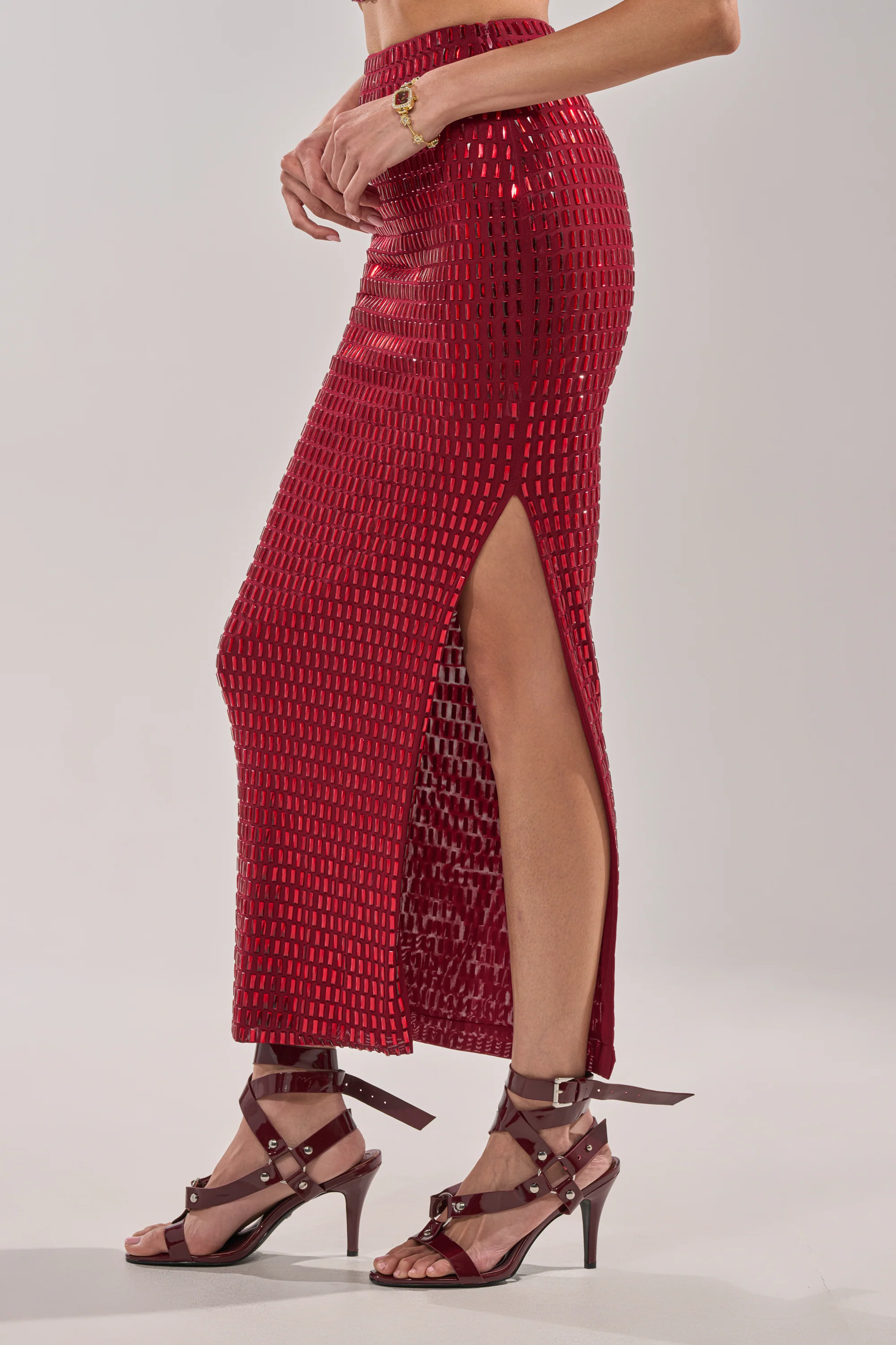 FALLING IN LOVE RHINESTONE MAXI SKIRT - Image 4