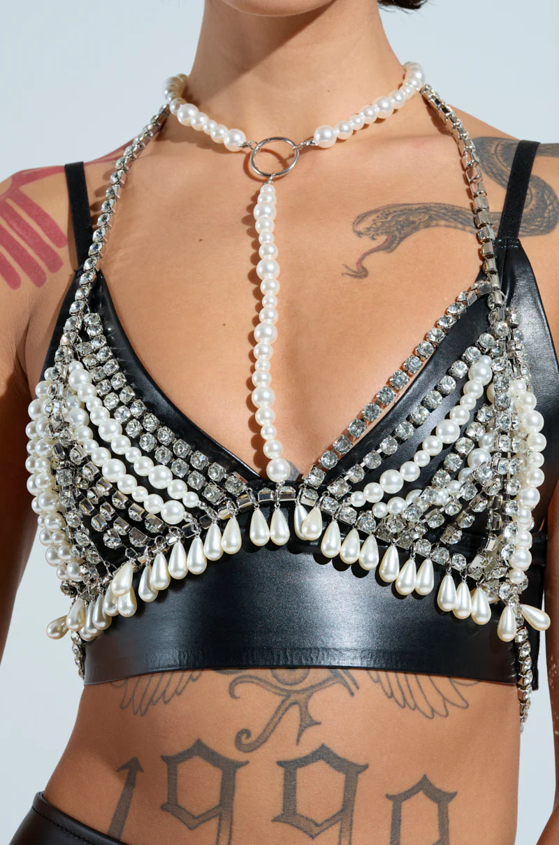 FANTASY PEARL AND RHINESTONE BODY CHAIN - Image 2