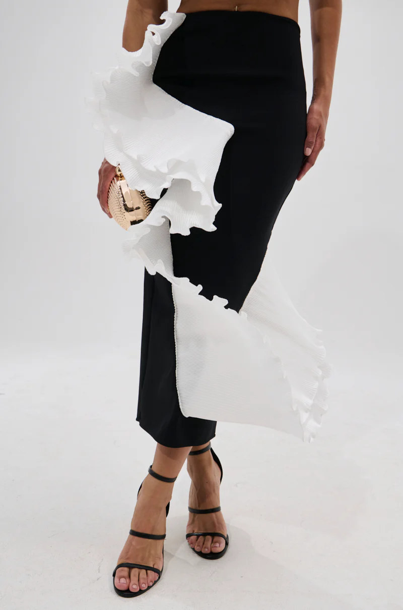 FASHION ICON RUFFLE BANDAGE MAXI SKIRT - Image 2