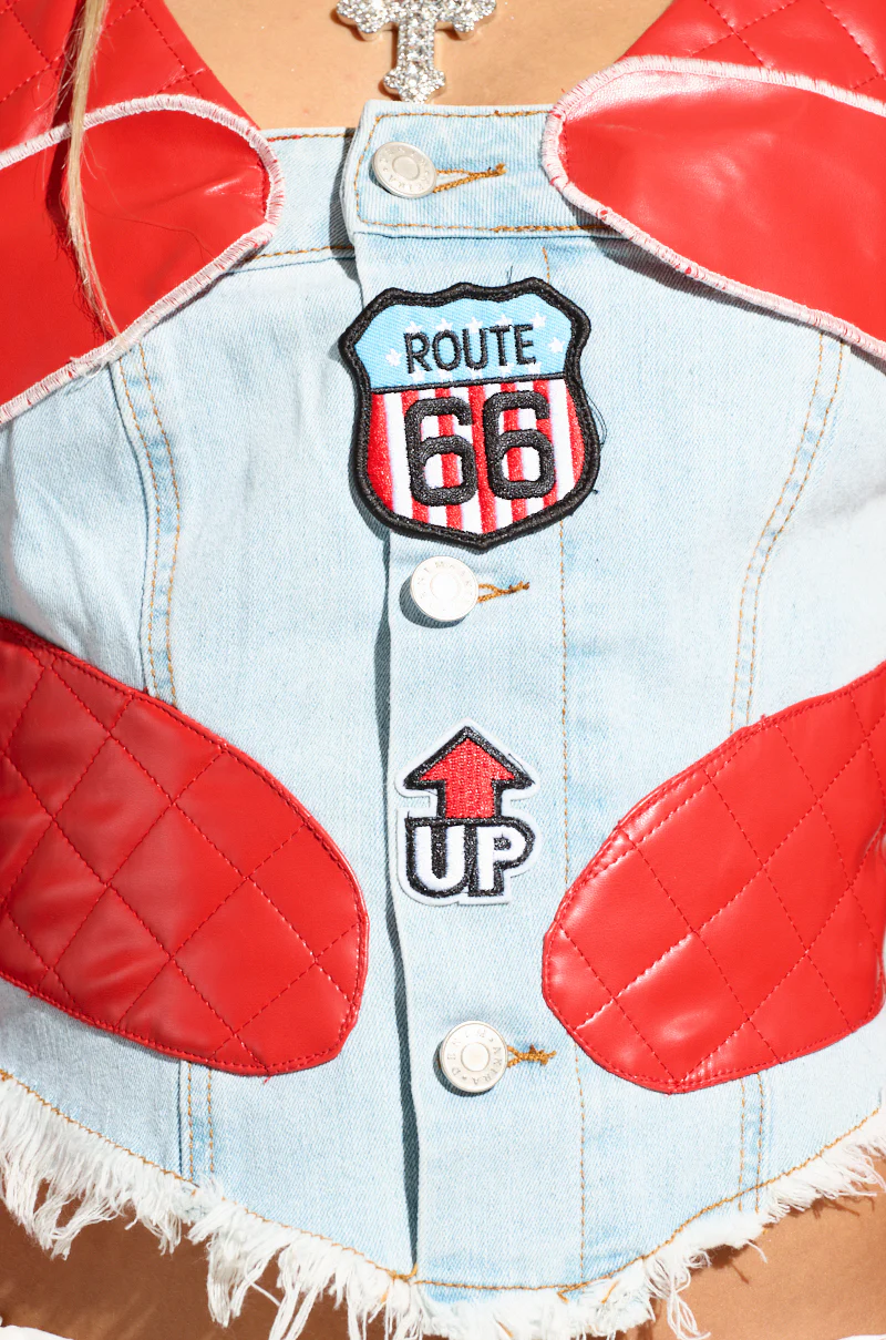 FAST MOTION CUT OUT CORSET MOTO DENIM TOP - Image 6