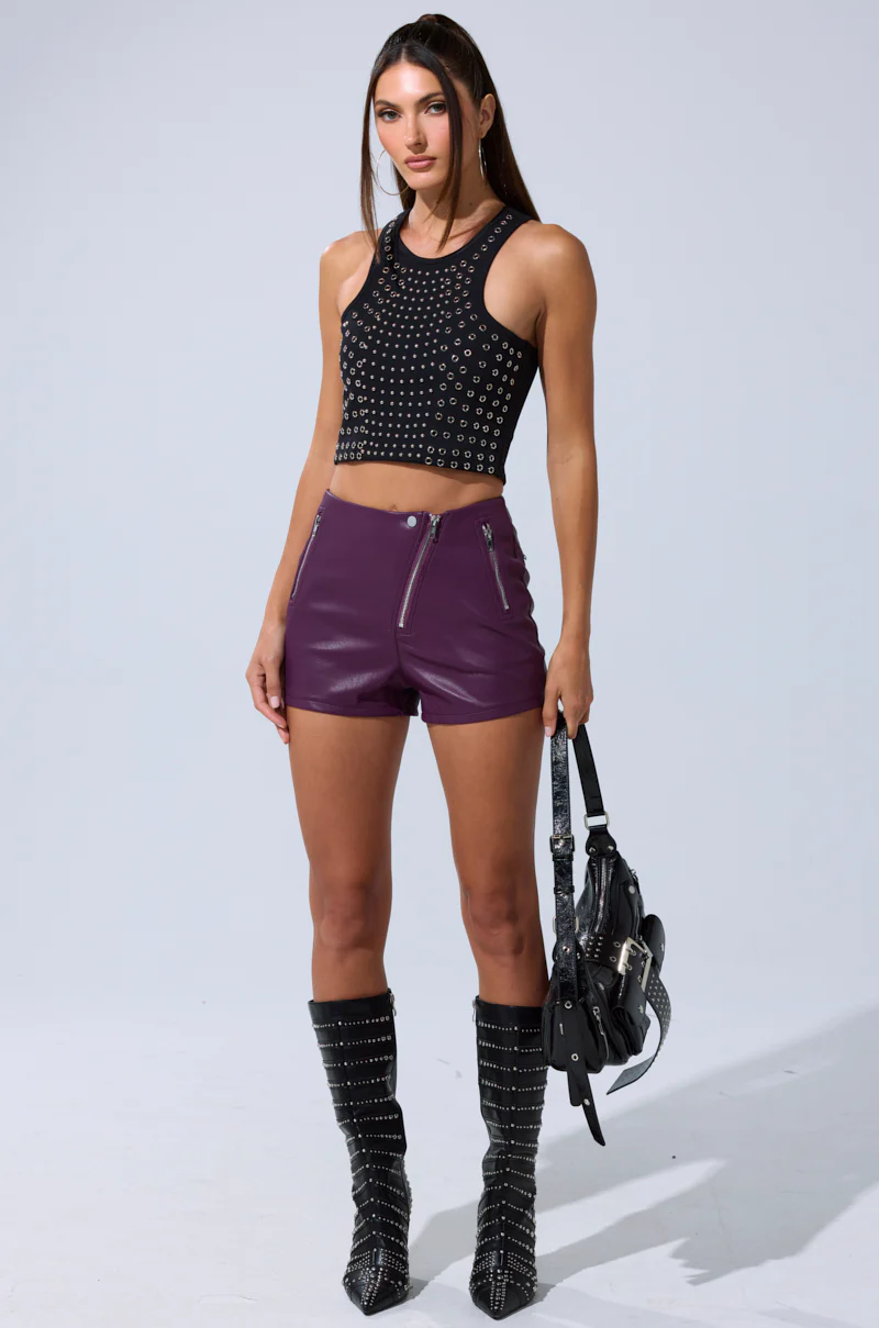 FAUX LEATHER ASYMMETRIC ZIP SHORTS - Image 9