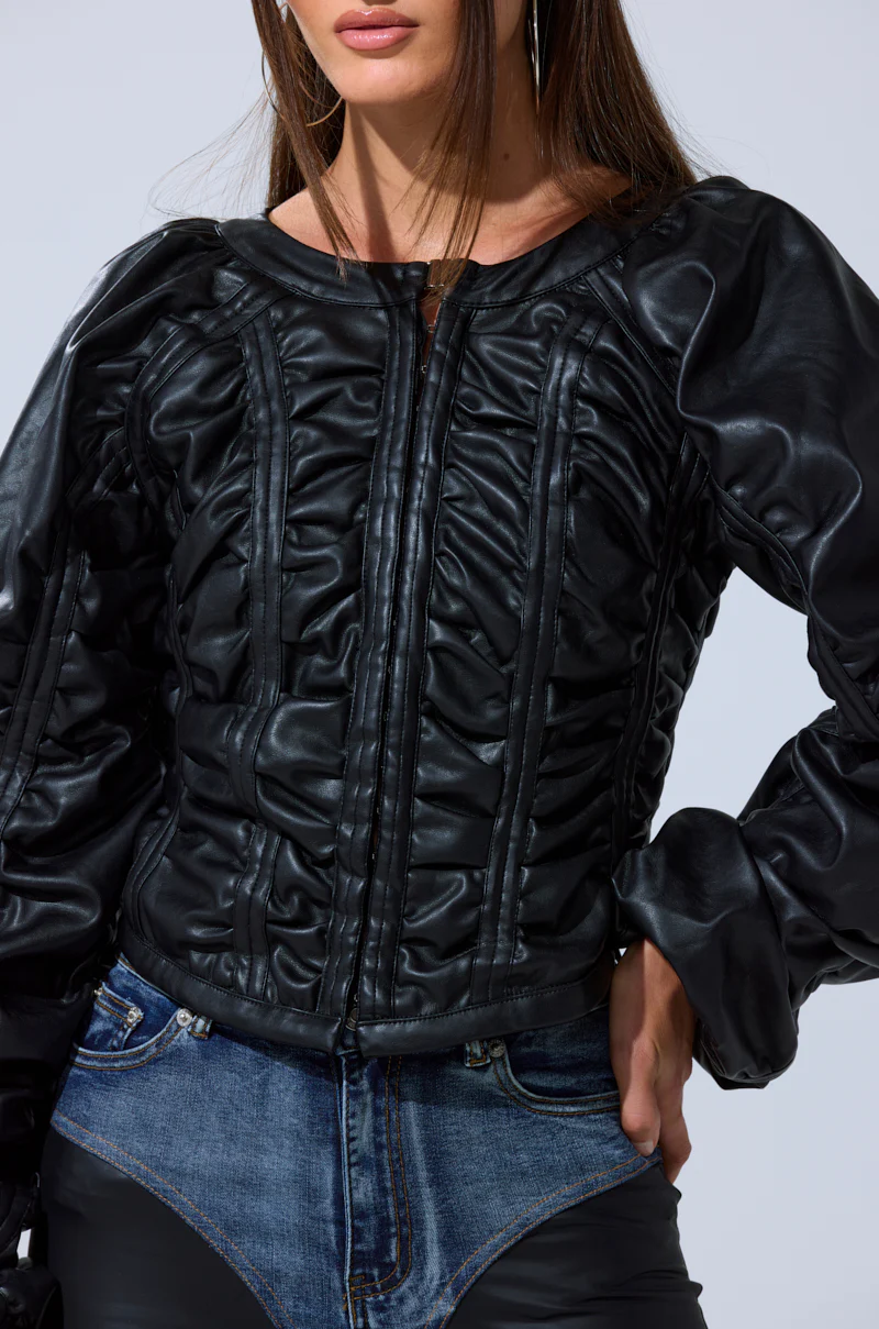 FAUX LEATHER CORSETED MOTO JACKET - Image 11