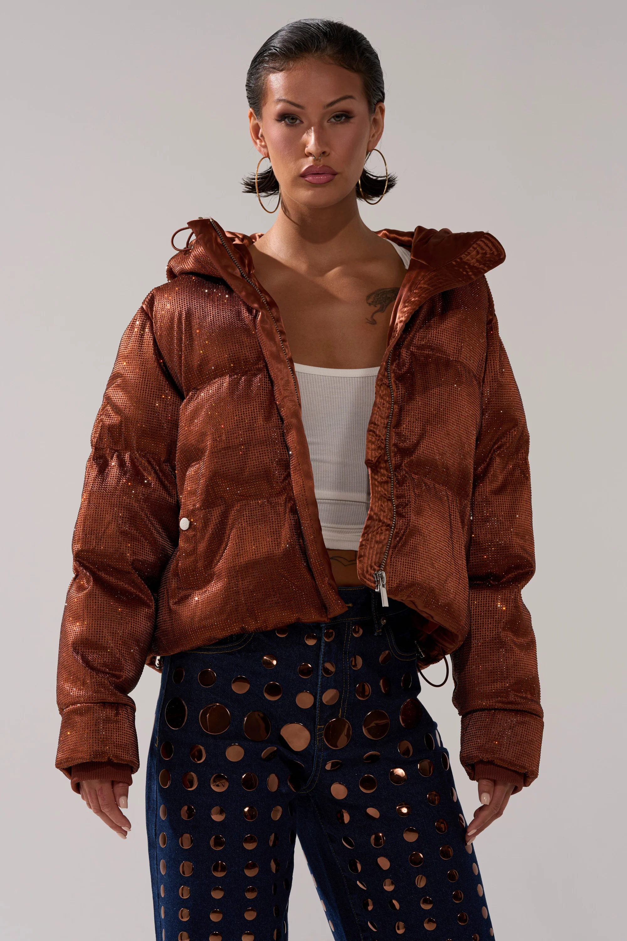 FAYE RHINESTONE PUFFER IN COPPER - Image 3