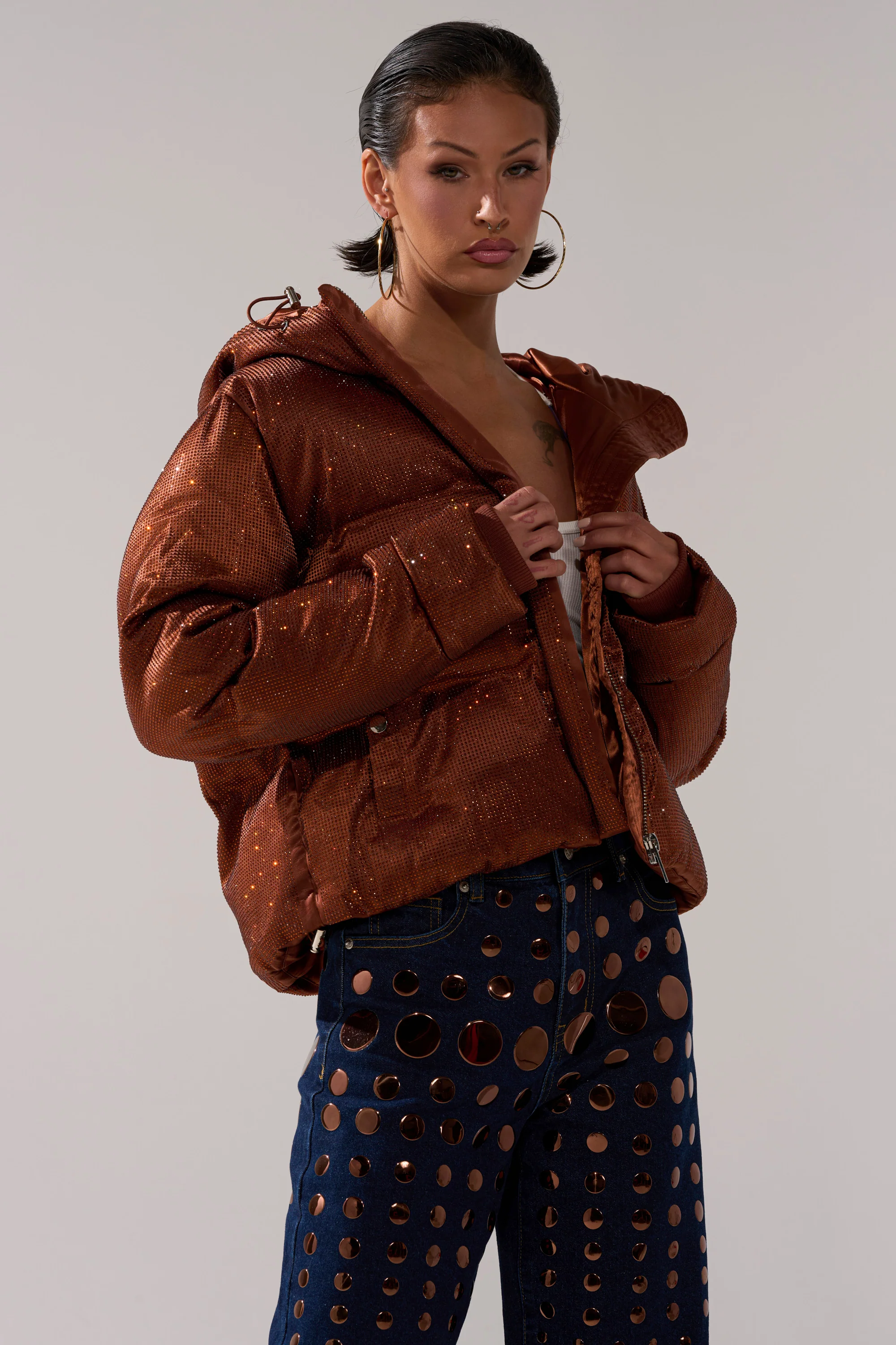 FAYE RHINESTONE PUFFER IN COPPER - Image 4