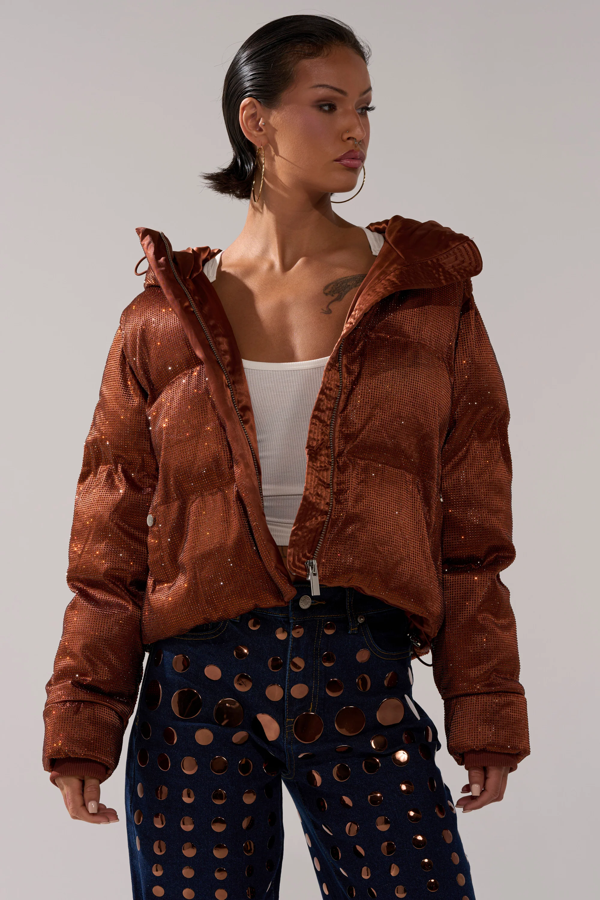 FAYE RHINESTONE PUFFER IN COPPER - Image 5