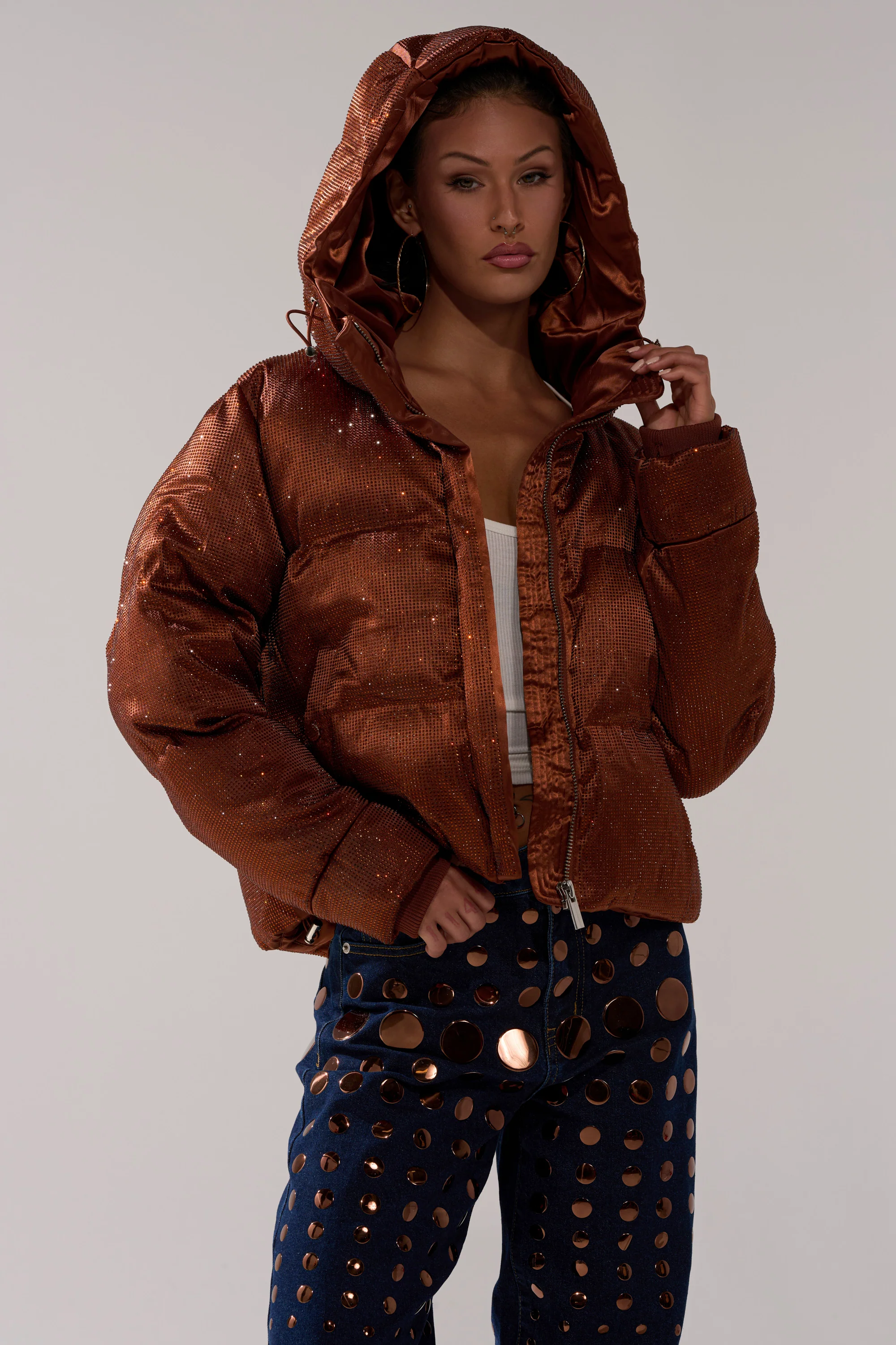 FAYE RHINESTONE PUFFER IN COPPER - Image 6