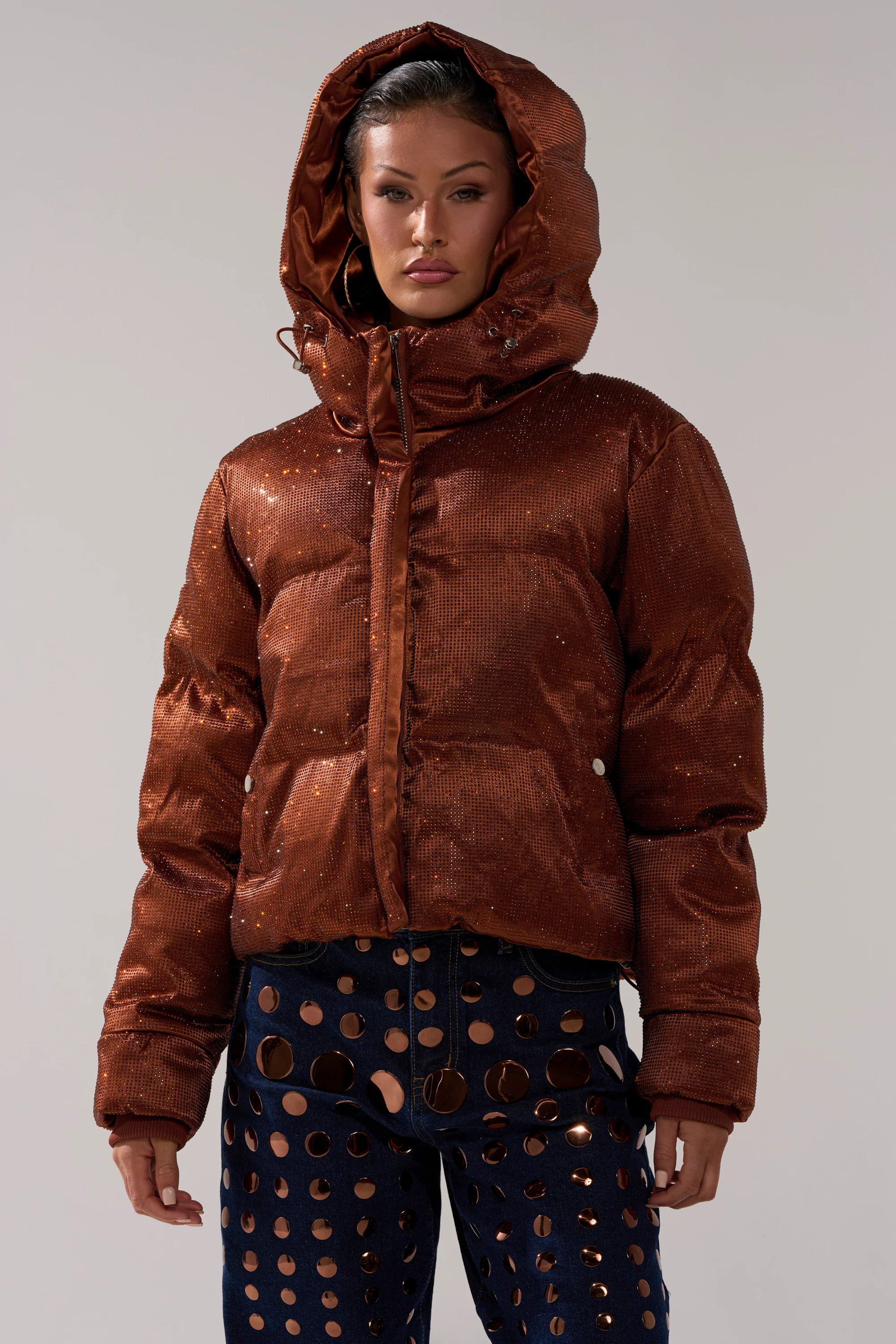 FAYE RHINESTONE PUFFER IN COPPER - Image 7