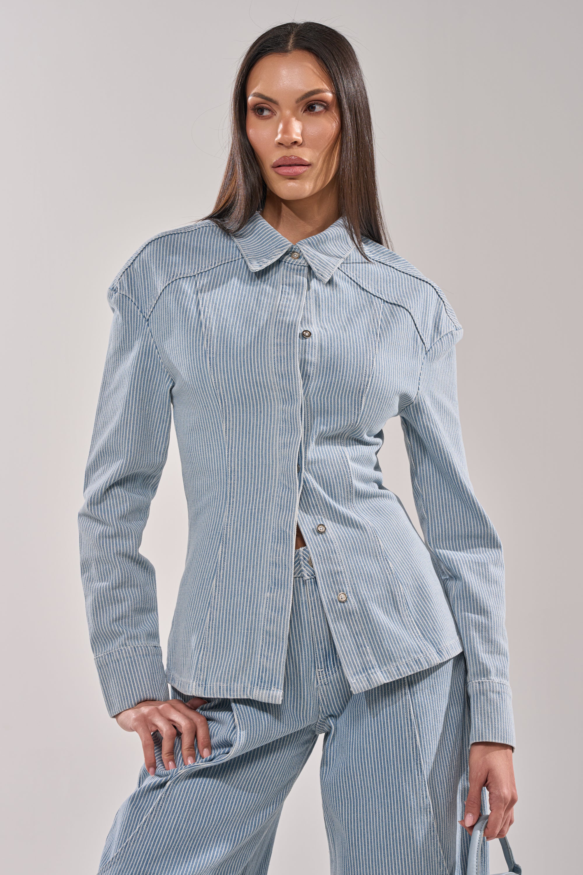 FEEL FREE STRIPE BUTTON DOWN - Image 2