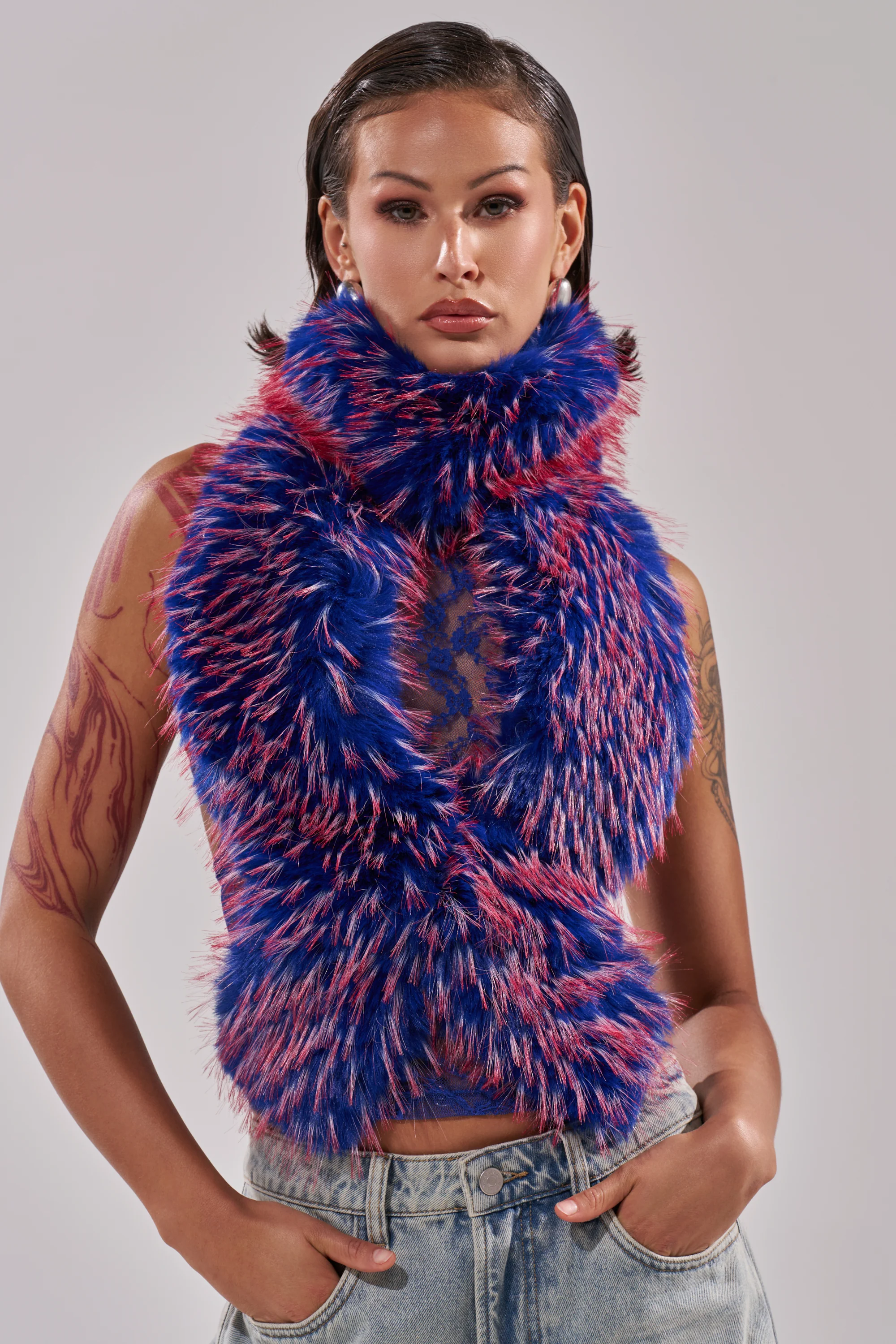 FEEL ME BABY FUR BLOUSE IN BLUE