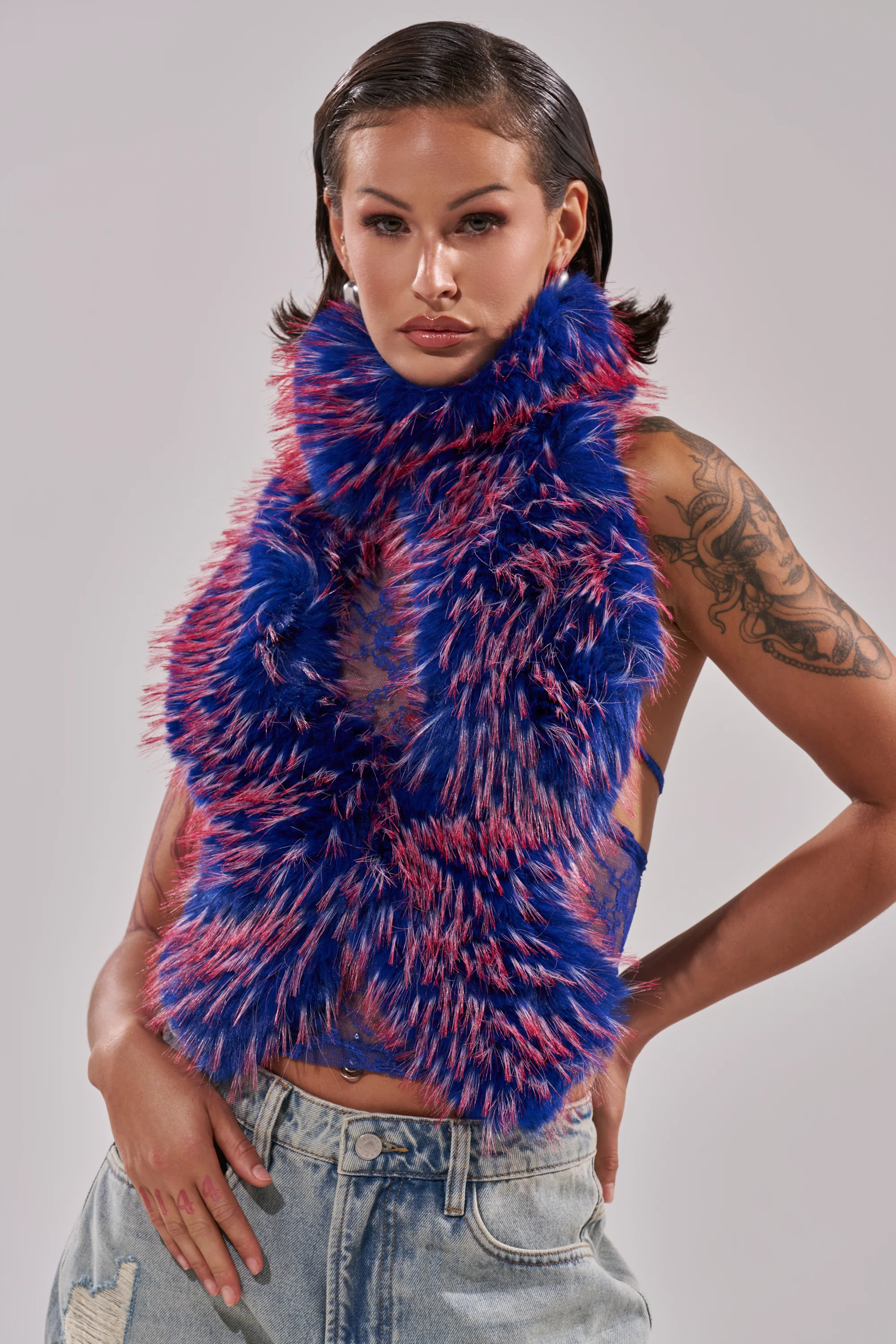 FEEL ME BABY FUR BLOUSE IN BLUE - Image 3