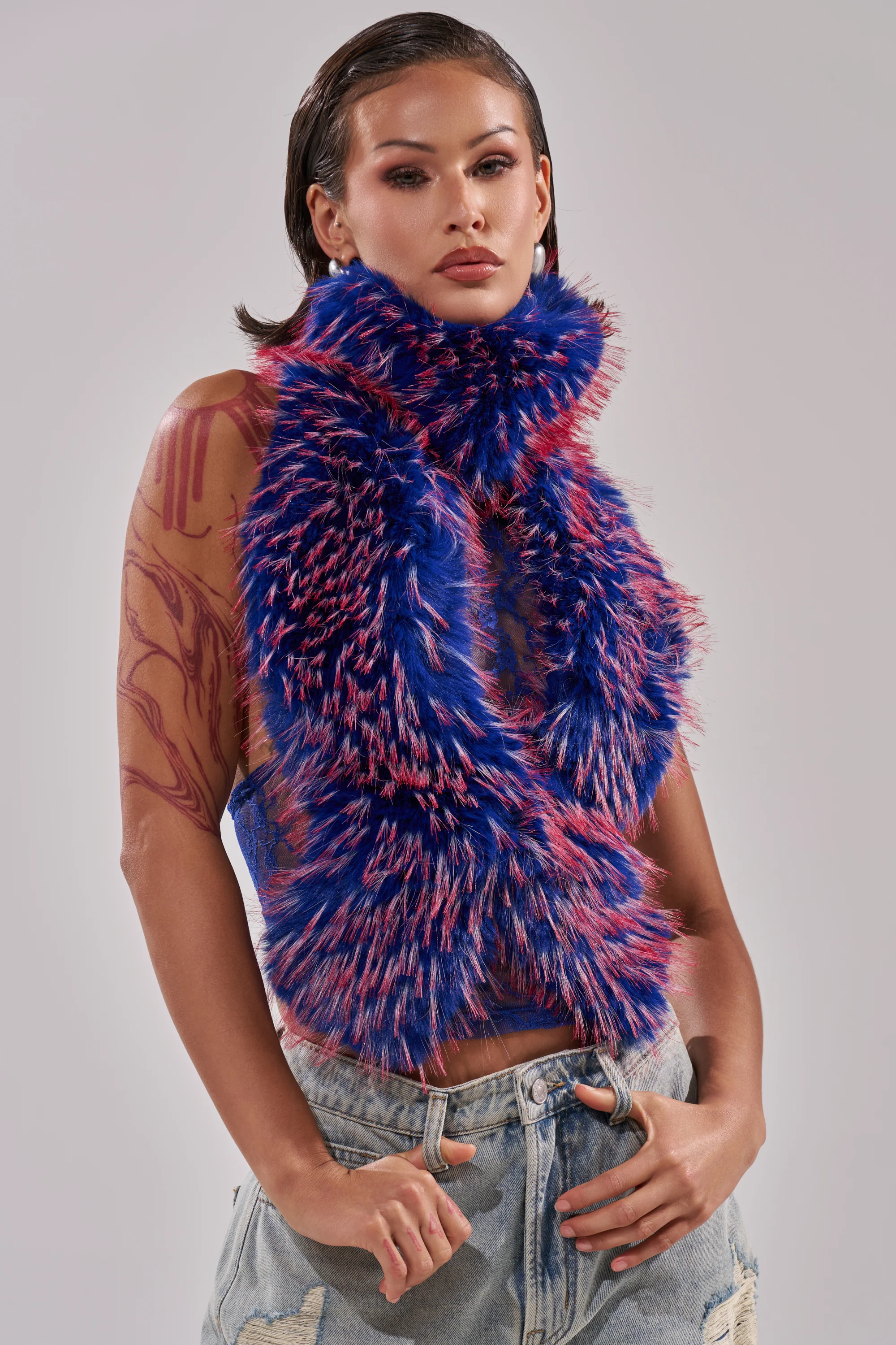 FEEL ME BABY FUR BLOUSE IN BLUE - Image 4