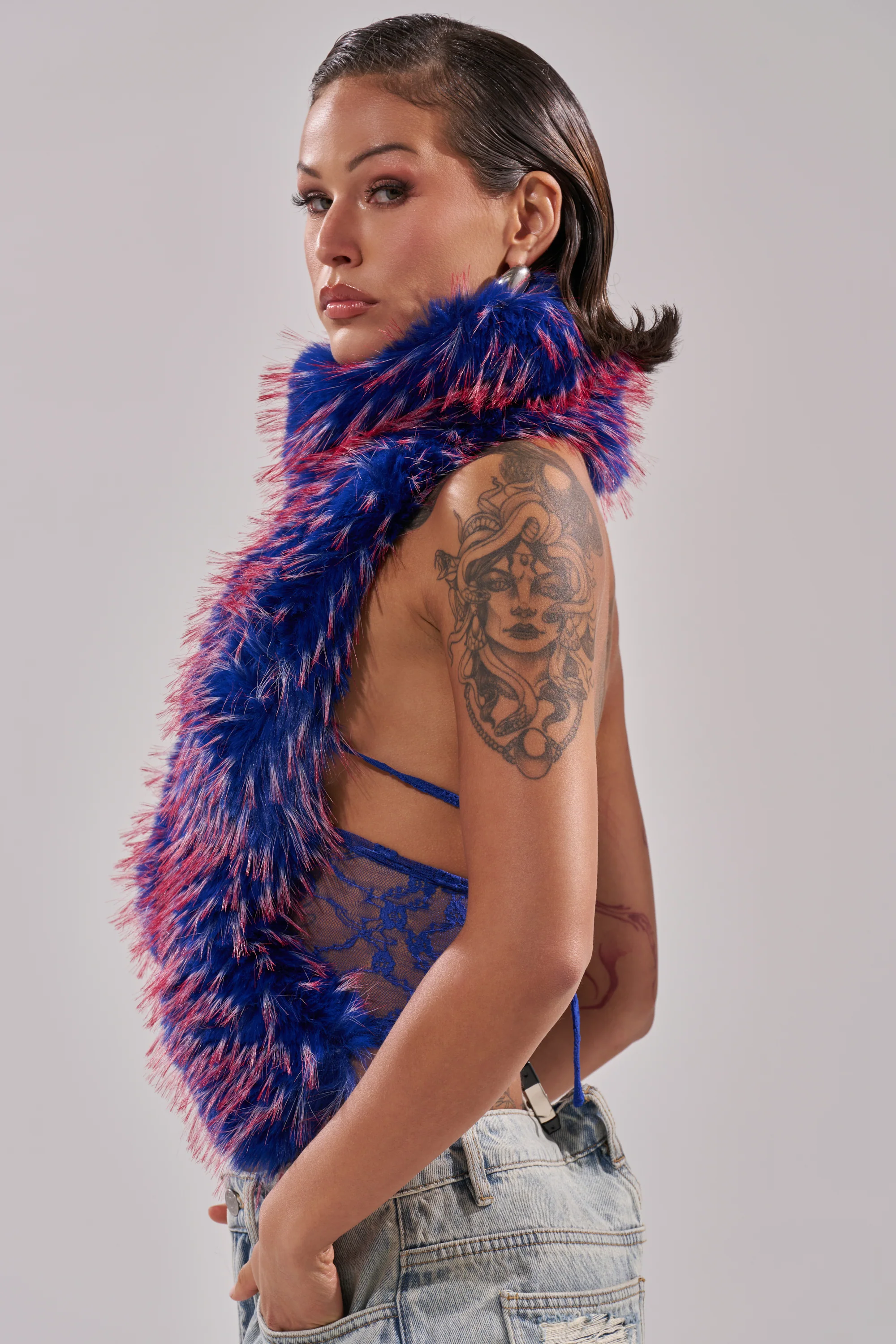 FEEL ME BABY FUR BLOUSE IN BLUE - Image 5