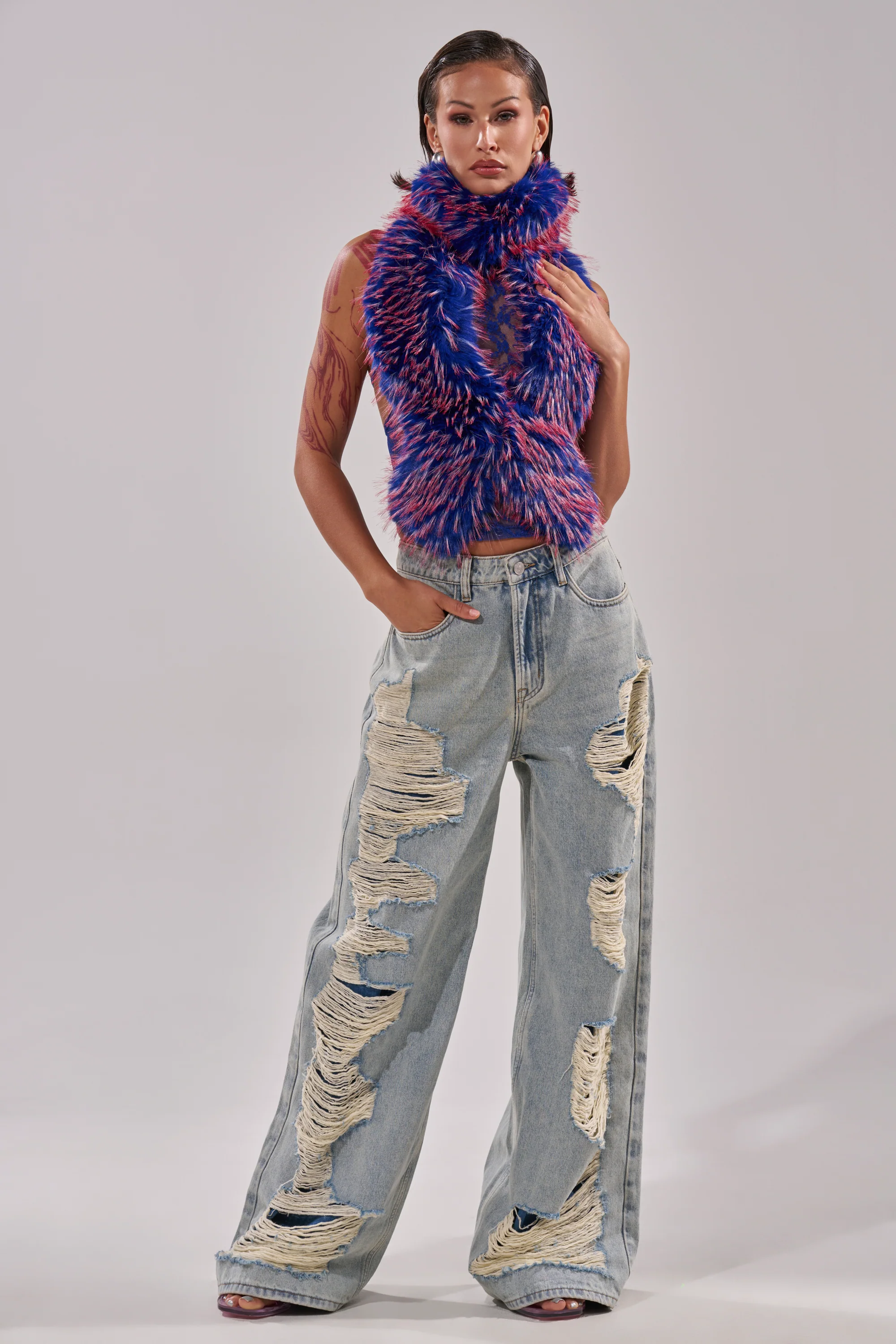 FEEL ME BABY FUR BLOUSE IN BLUE - Image 7