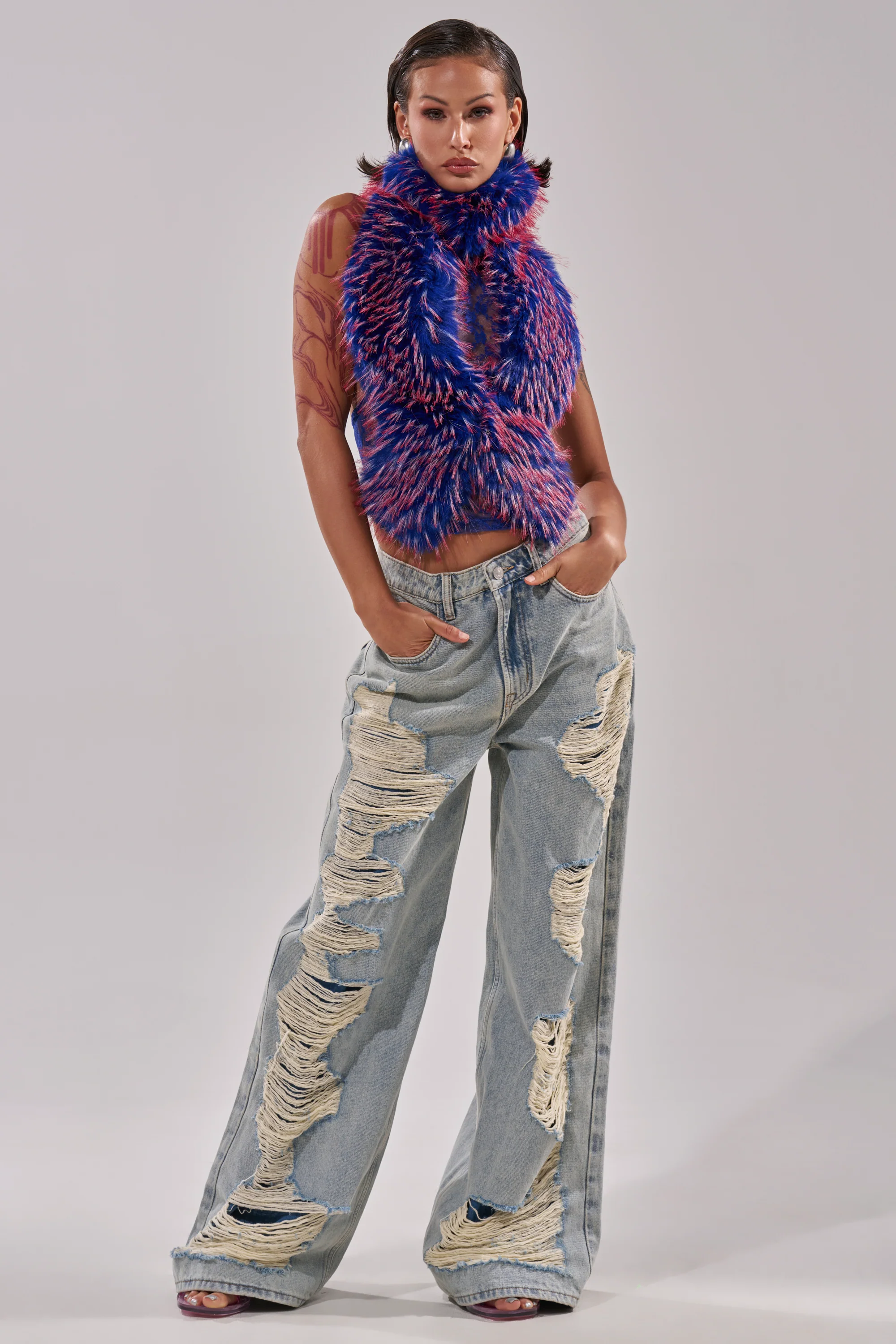 FEEL ME BABY FUR BLOUSE IN BLUE - Image 8