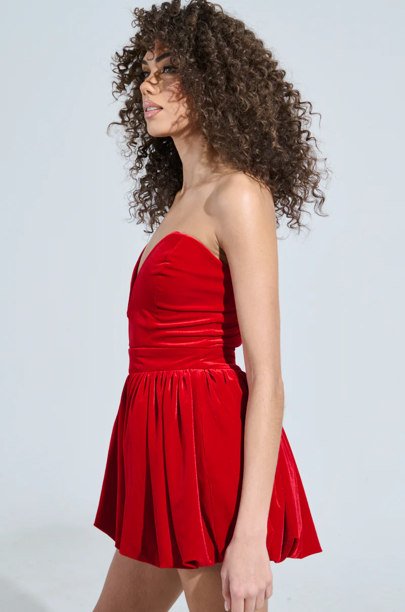 FEEL SOMETHING VELVET MINI DRESS IN RED - Image 3