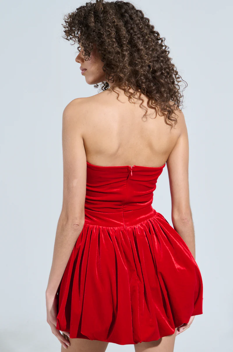 FEEL SOMETHING VELVET MINI DRESS IN RED - Image 4