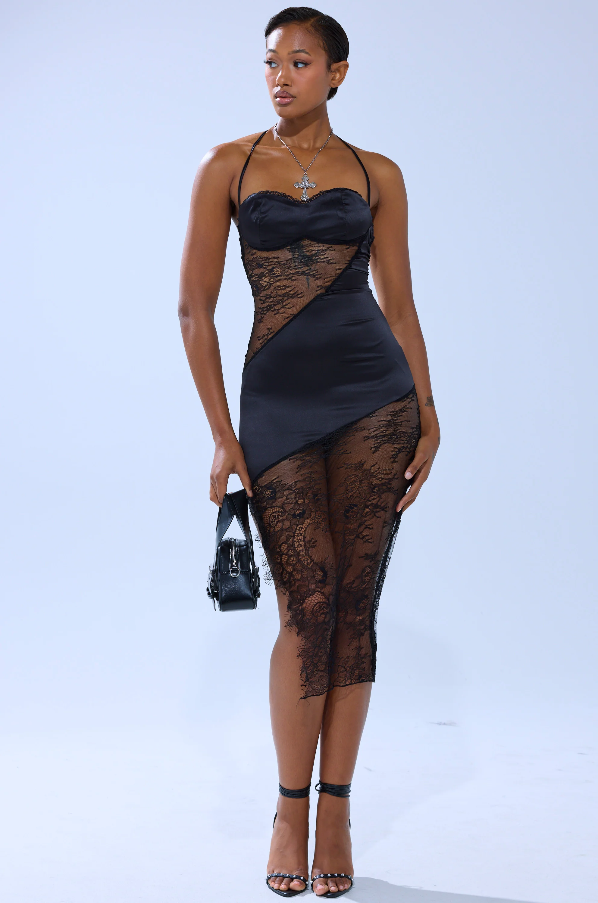 FEELIN MYSELF LACE CUTOUT MIDI DRESS - Image 10