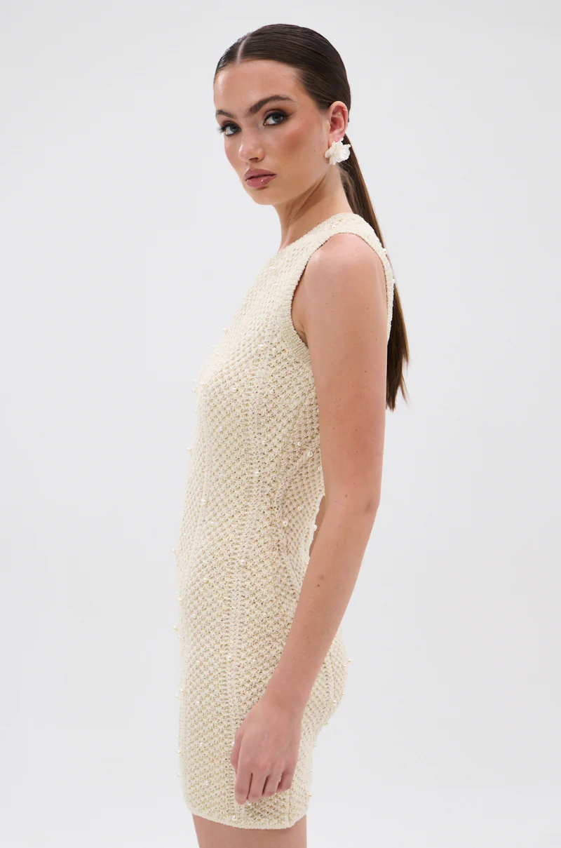 FEELIN SWEET KNIT SWEATER DRESS WITH PEARLS - Image 3