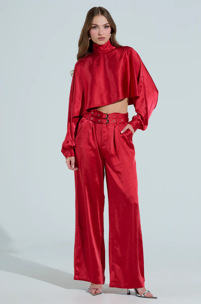 FEELIN THE LOVE BELTED SATIN TROUSER - Image 6