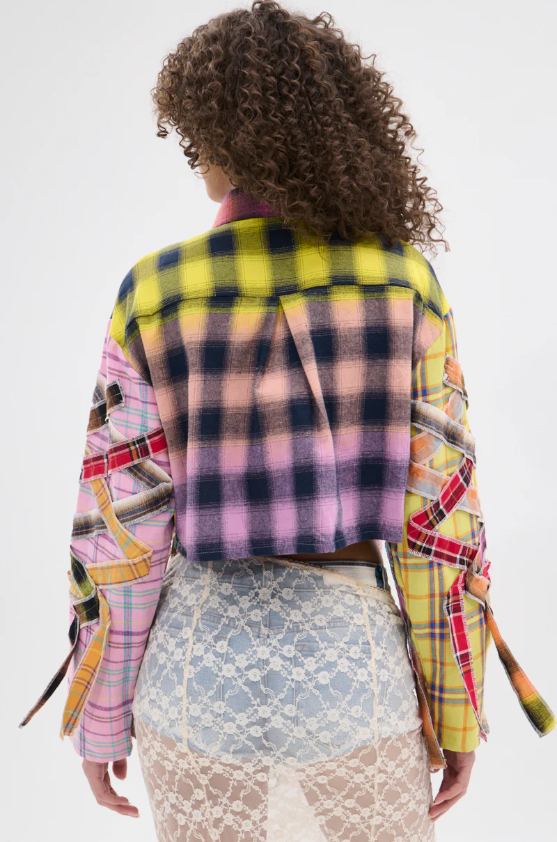 FEELING CRAZY MIXED PLAID BUTTON DOWN - Image 5