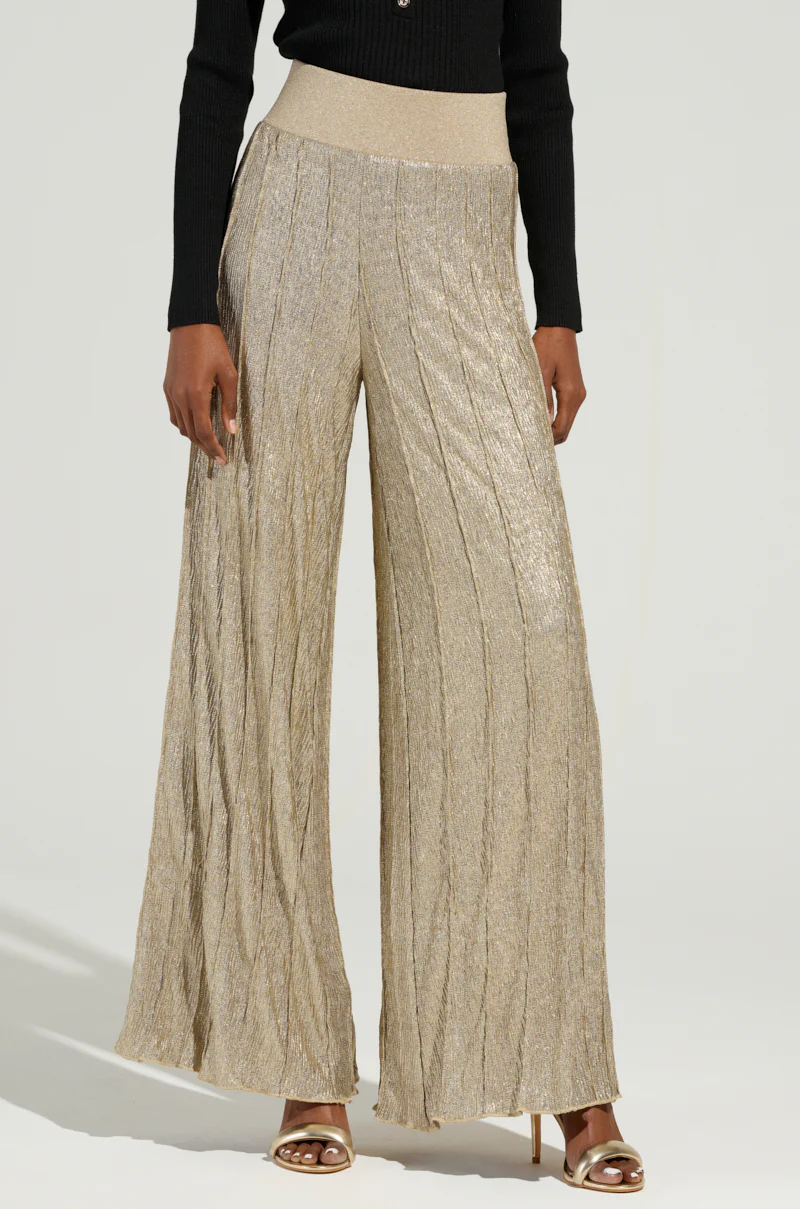 FEELING GODLY PLEATED HIGH WAIST PANT IN GOLD