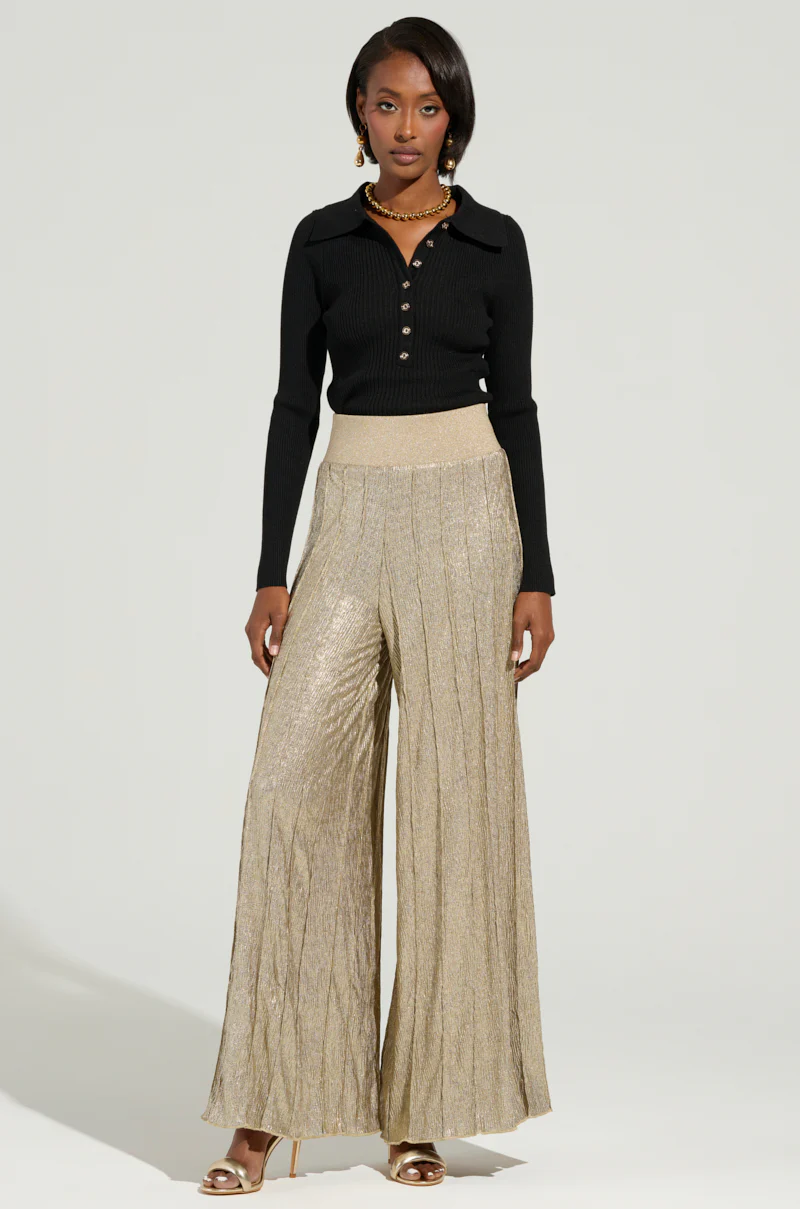 FEELING GODLY PLEATED HIGH WAIST PANT IN GOLD - Image 5