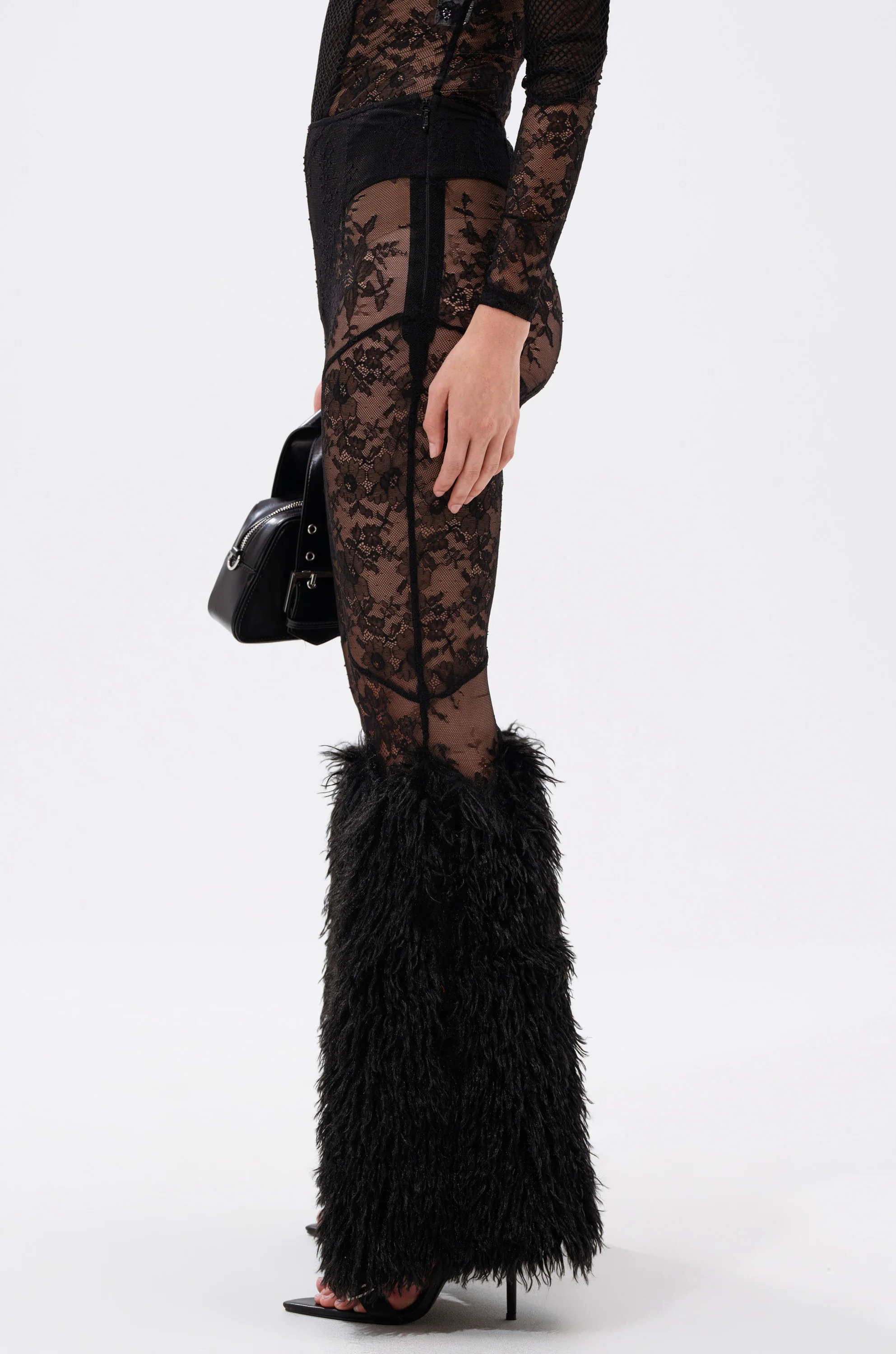FEELING GOOD LACE LEGGING WITH FUR TRIM - Image 5