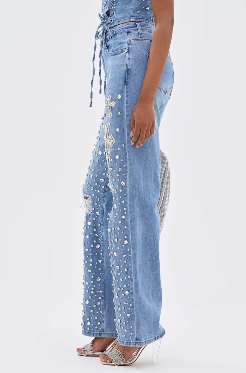 FEELING GRATEFUL RHINESTONE RELAXED DENIM - Image 4