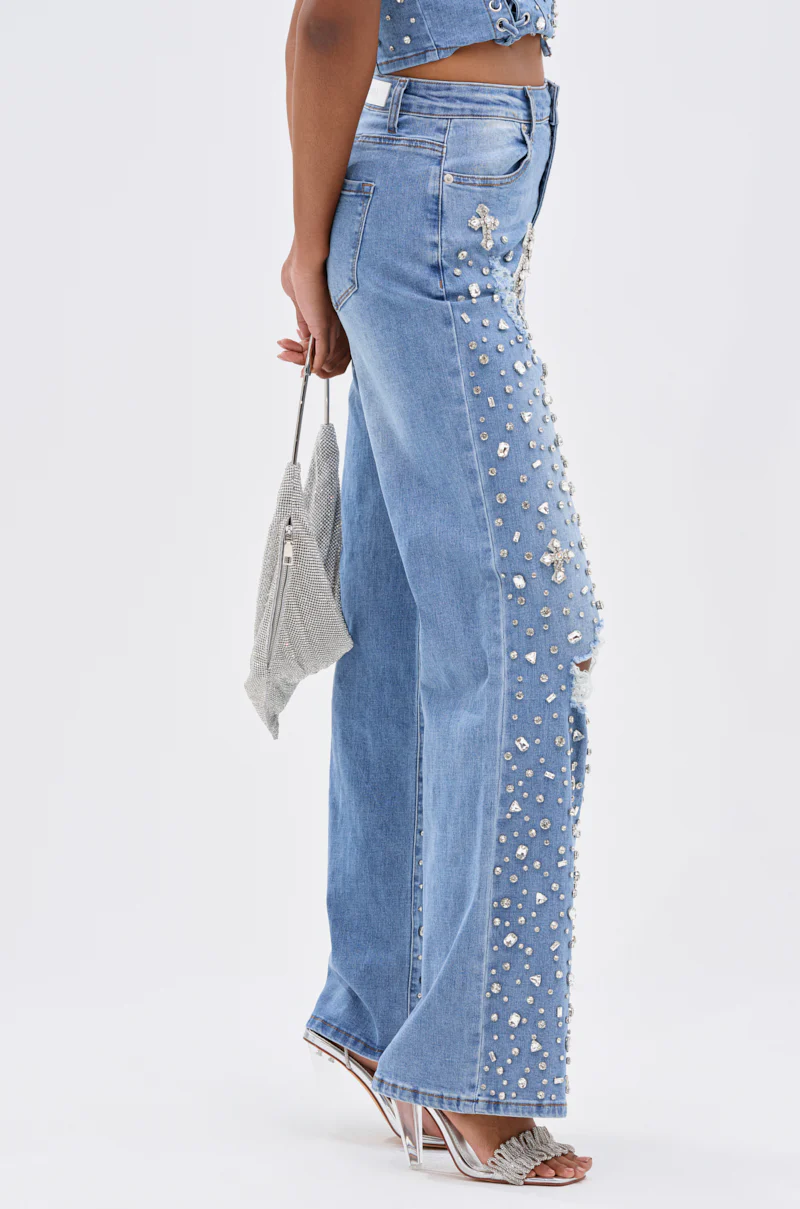 FEELING GRATEFUL RHINESTONE RELAXED DENIM - Image 5