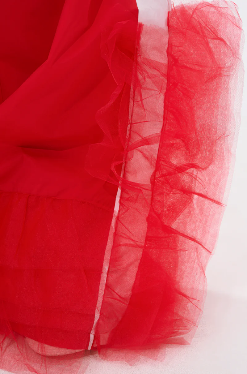 FEELING LIKE A BOSS TRACK PANT WITH TULLE TRIM IN RED - Image 7