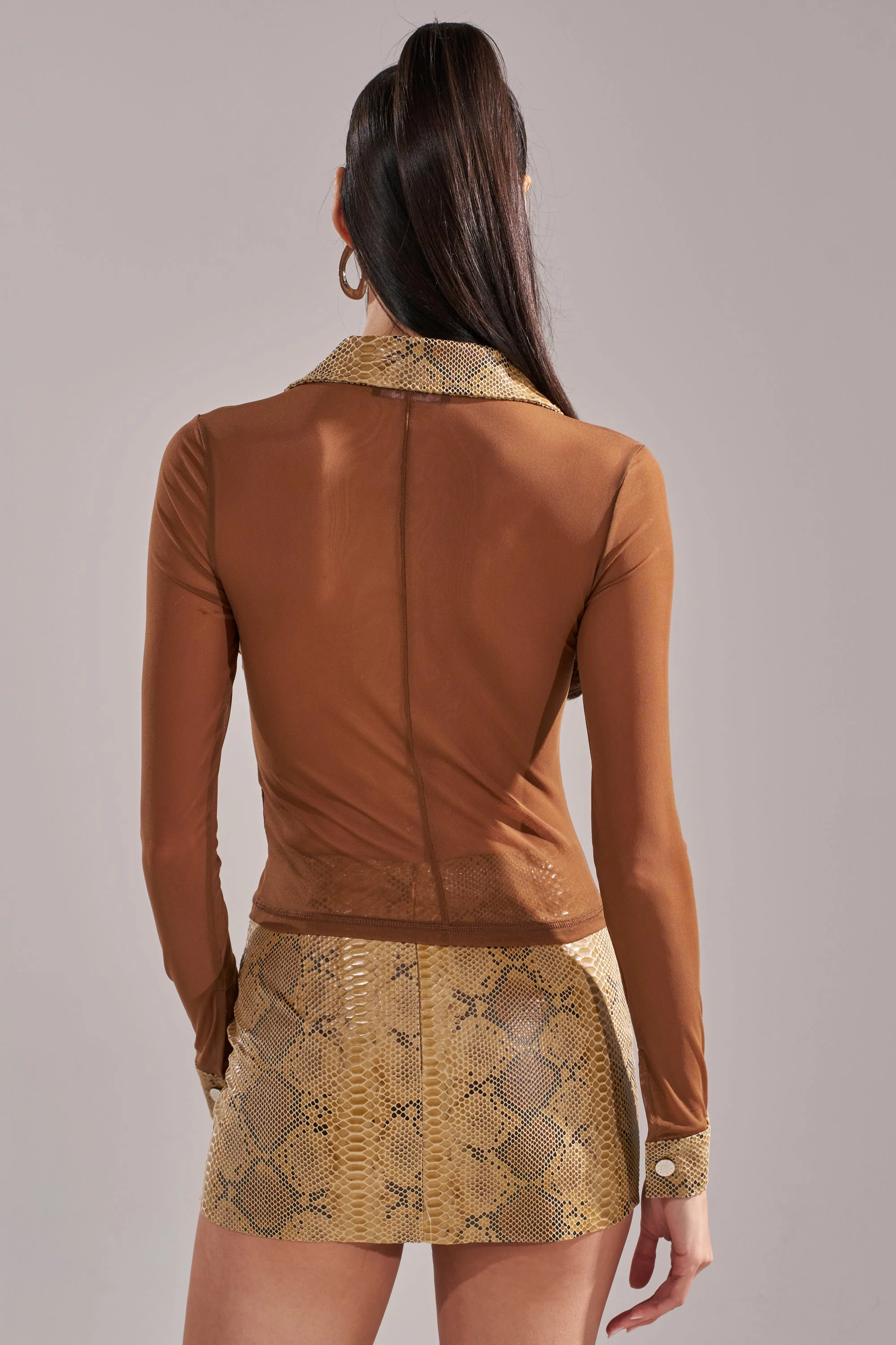FEELING SOME TYPE OF WAY FAUX LEATHER SNAKE BUTTON DOWN - Image 5