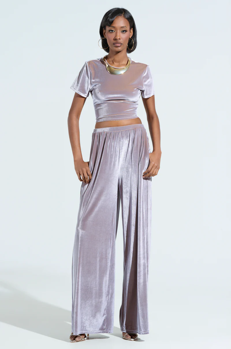 FEELS GOOD  WIDE LEG VELVET PANT
