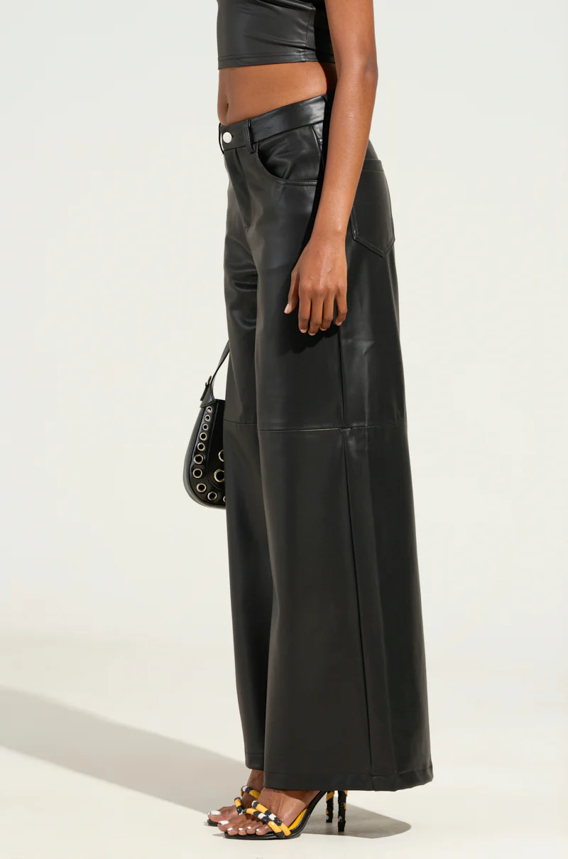 FEELS LIKE BUTTER FAUX LEATHER WIDE LEG PANTS - Image 4