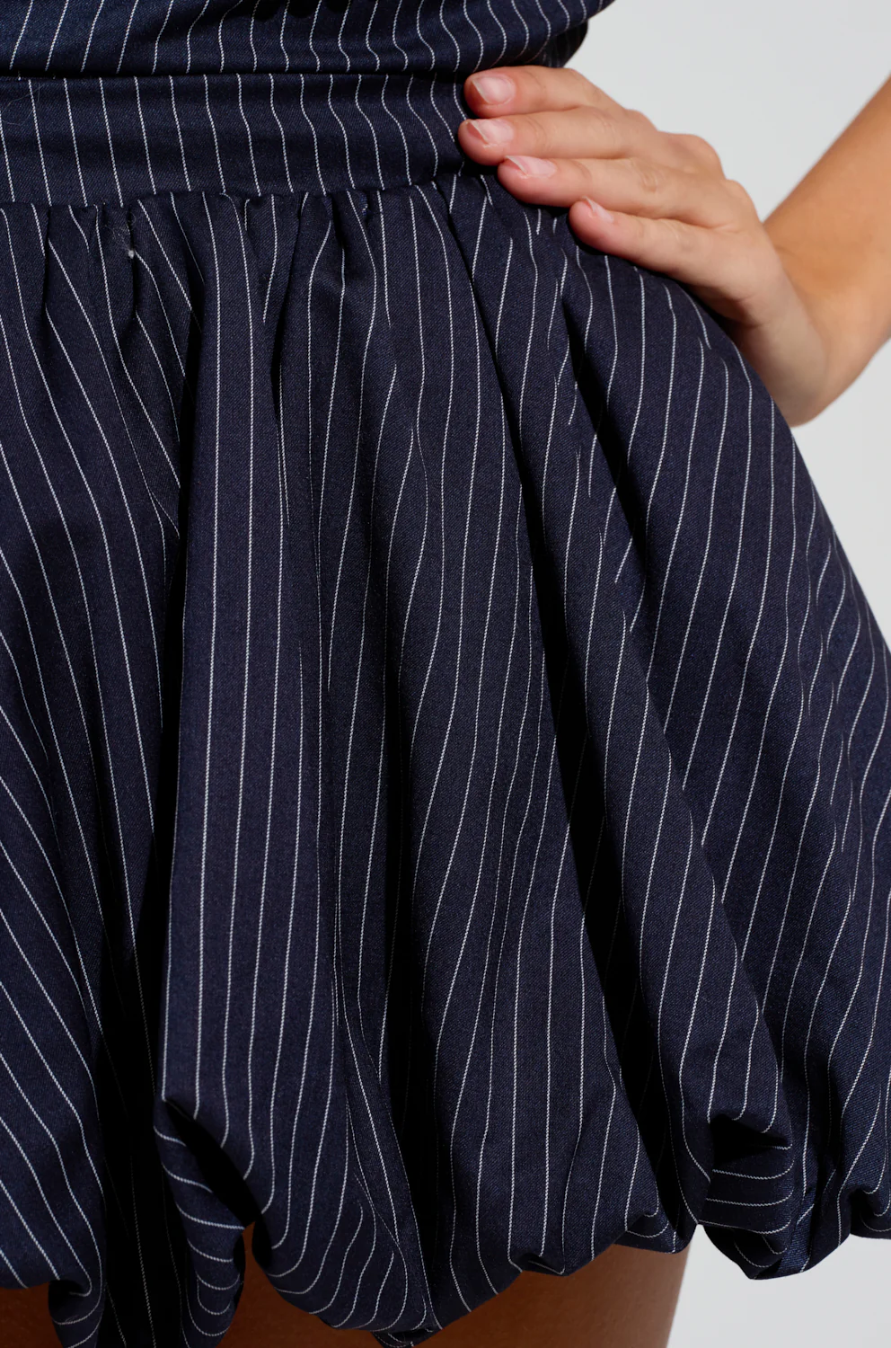 FELT CUTE POPLIN MINI DRESS IN BLUE PINSTRIPE - Image 8