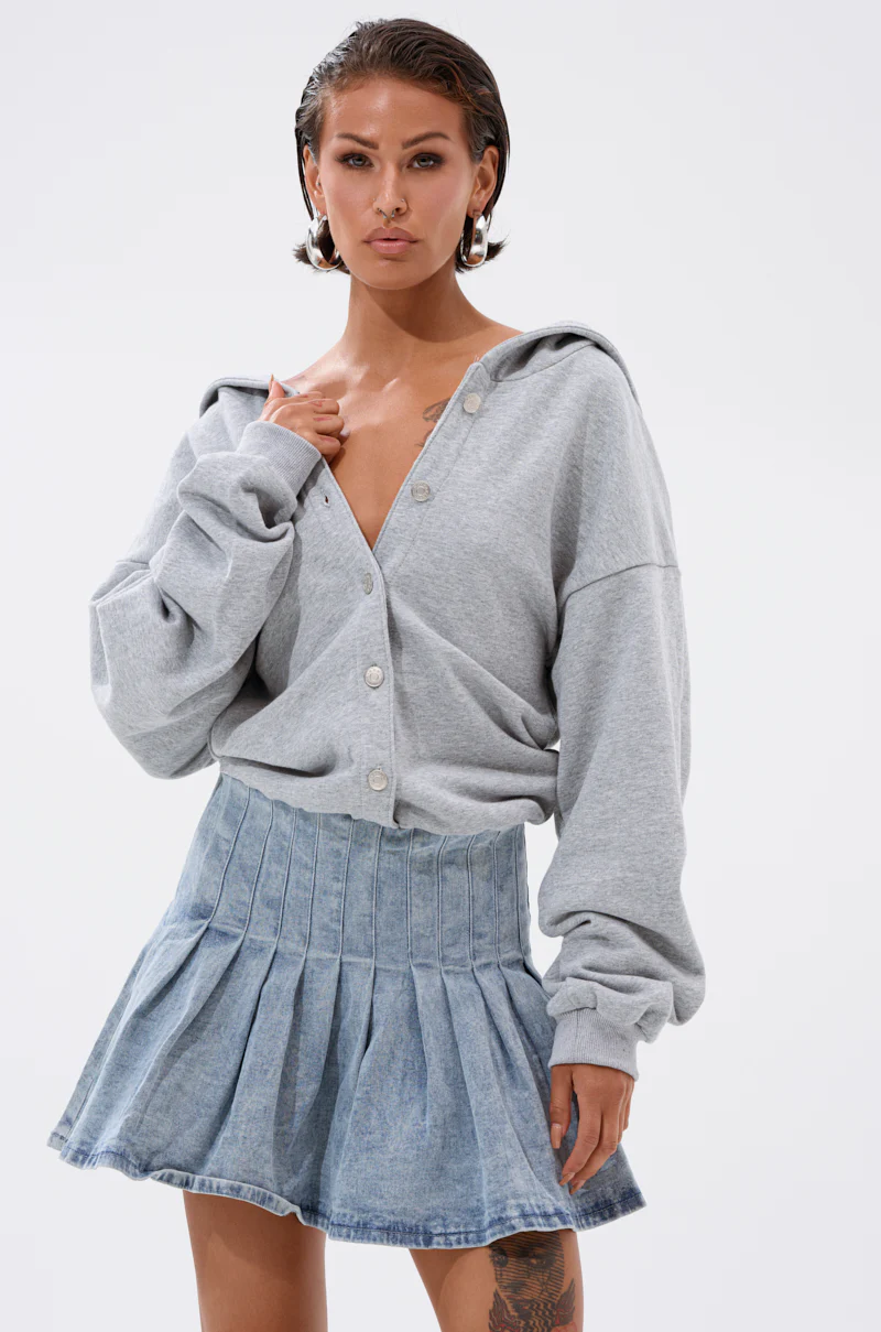 FELT CUTE SWEATSHIRT DENIM MINI DRESS - Image 3