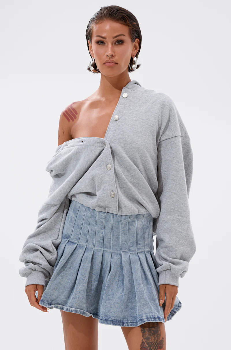 FELT CUTE SWEATSHIRT DENIM MINI DRESS - Image 4