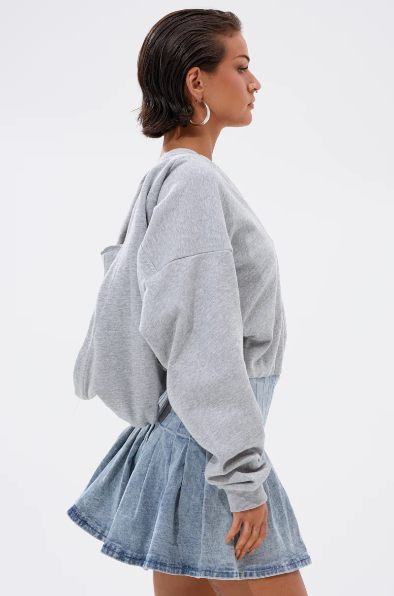 FELT CUTE SWEATSHIRT DENIM MINI DRESS - Image 7