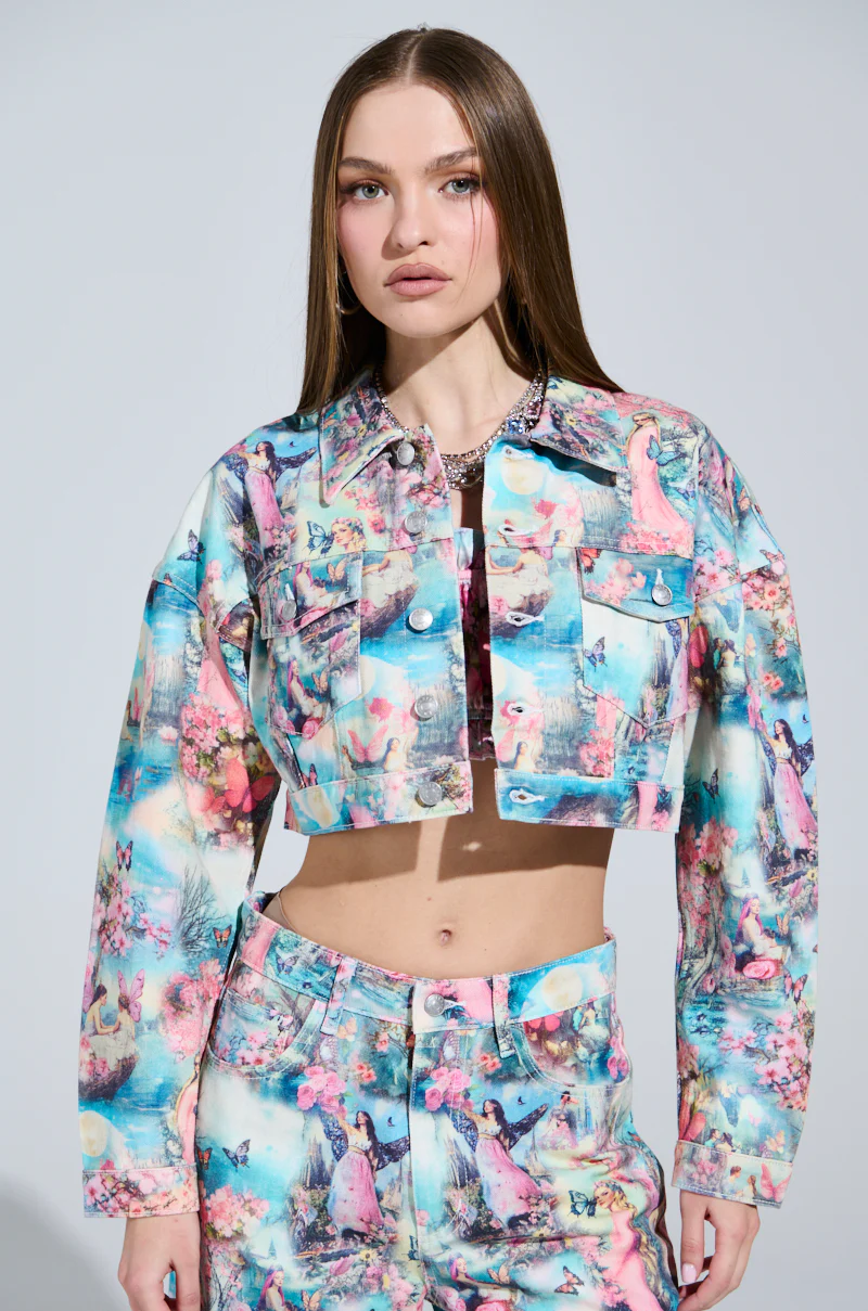 FEMALE FANTASY PRINTED DENIM JACKET - Image 2