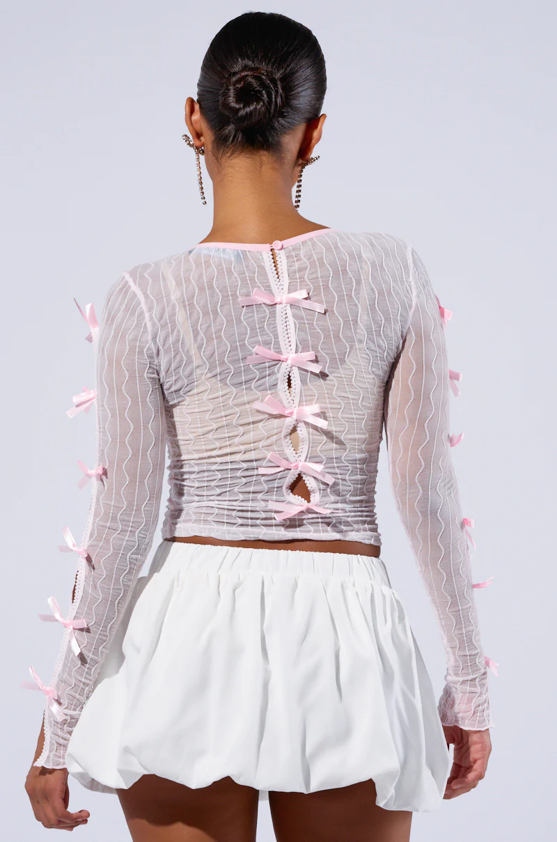 FEMININE DESIRES LONG SLEEVE TOP IN LIGHT PINK - Image 6