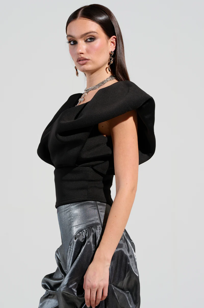 FEMME ENERGY SCUBA BLOUSE IN BLACK - Image 2