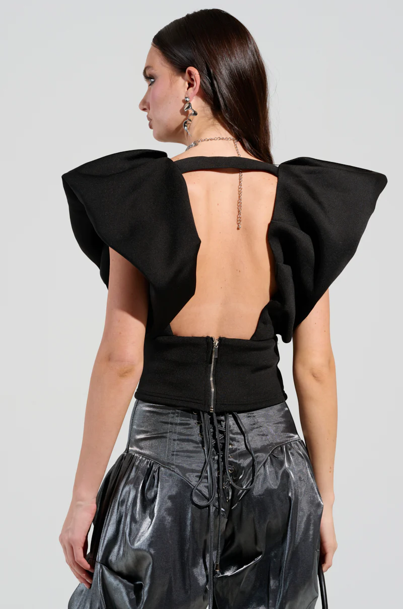 FEMME ENERGY SCUBA BLOUSE IN BLACK - Image 3