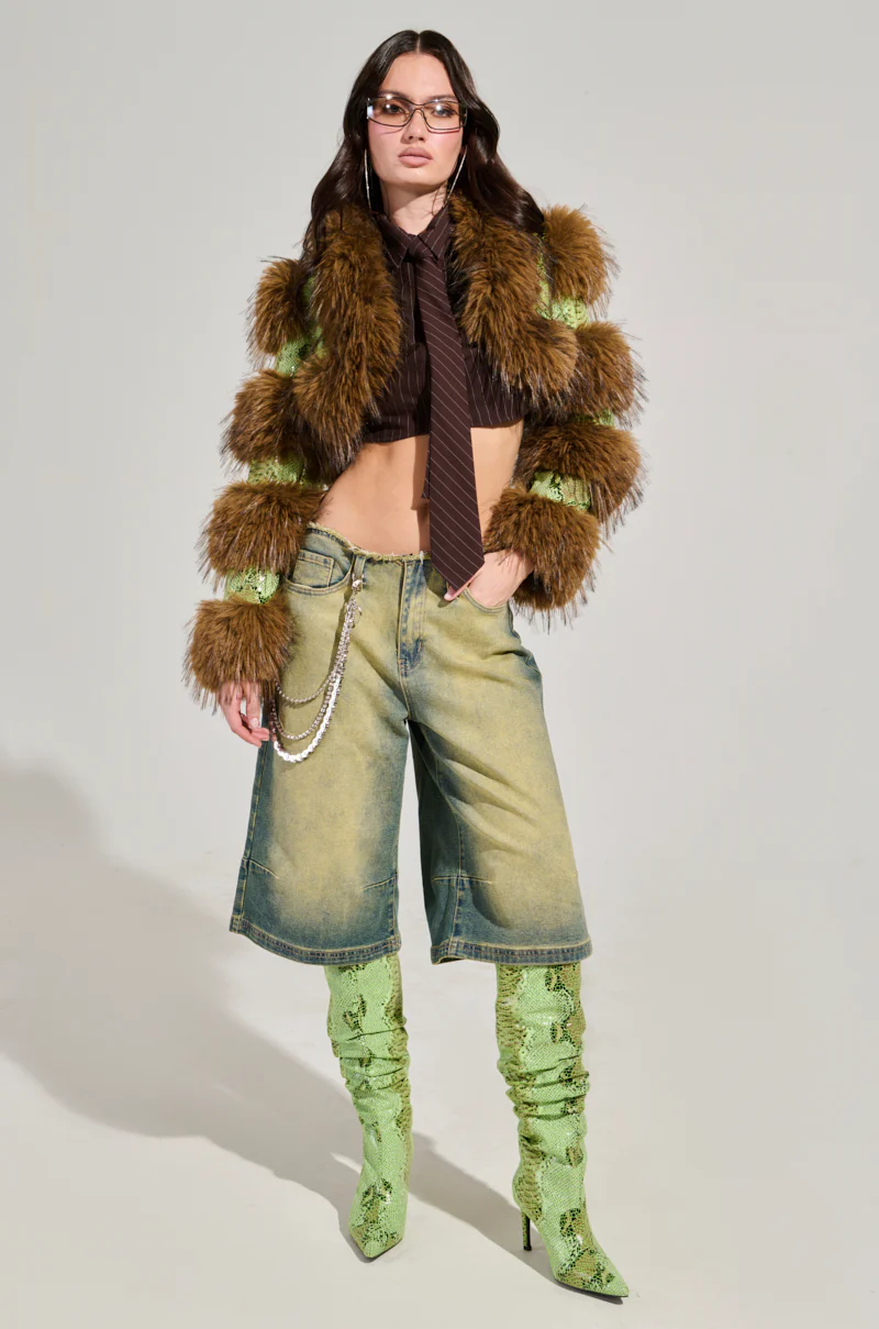 FERNIE ULTRA CROP FUR TRIM MOTO - Image 2