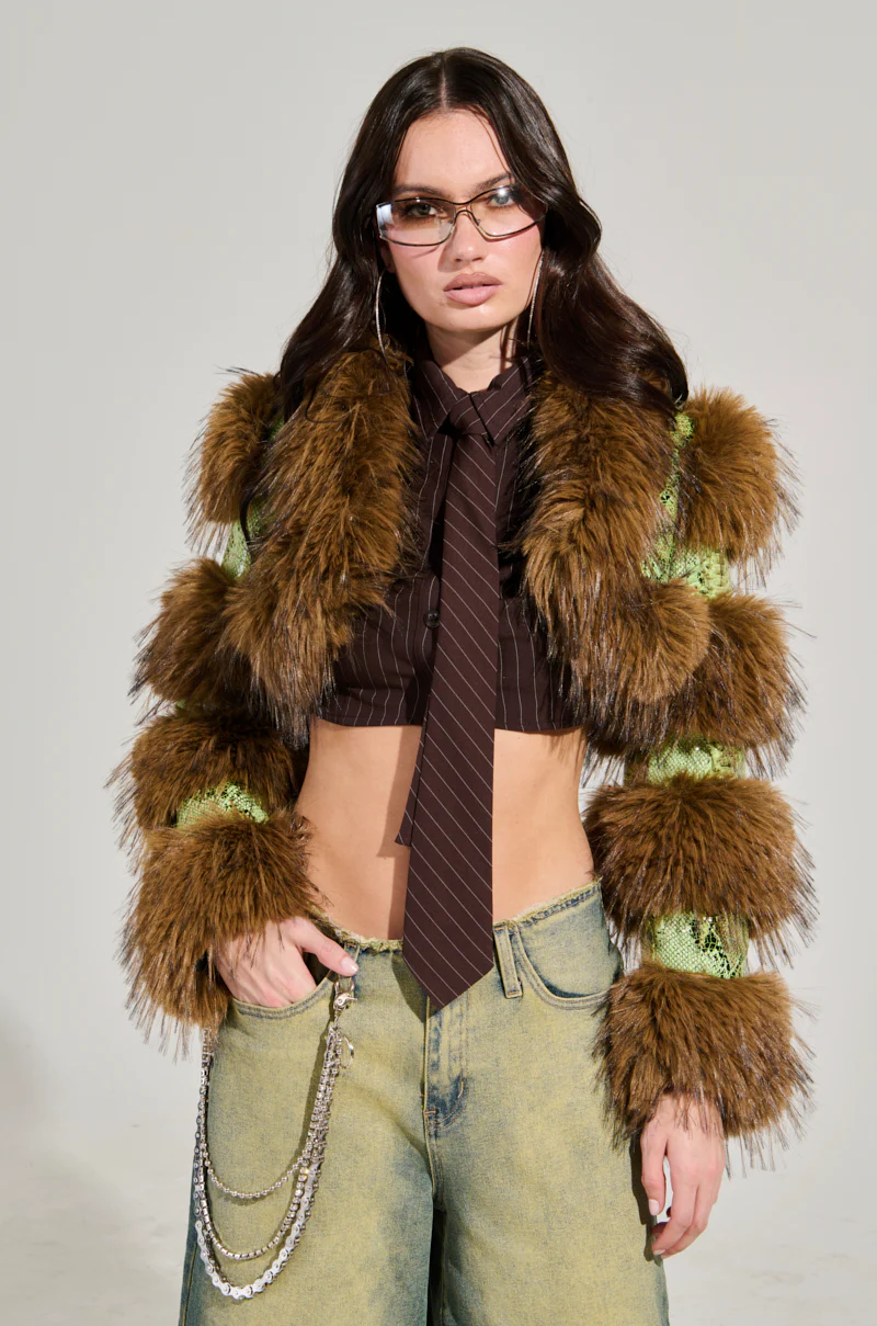 FERNIE ULTRA CROP FUR TRIM MOTO - Image 4