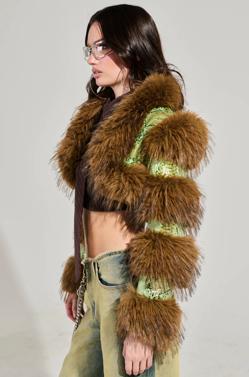 FERNIE ULTRA CROP FUR TRIM MOTO - Image 5
