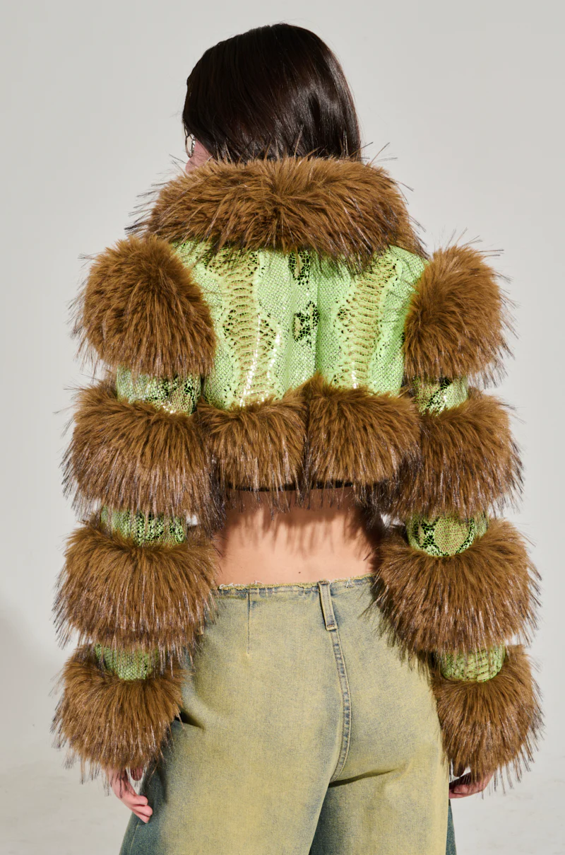 FERNIE ULTRA CROP FUR TRIM MOTO - Image 6