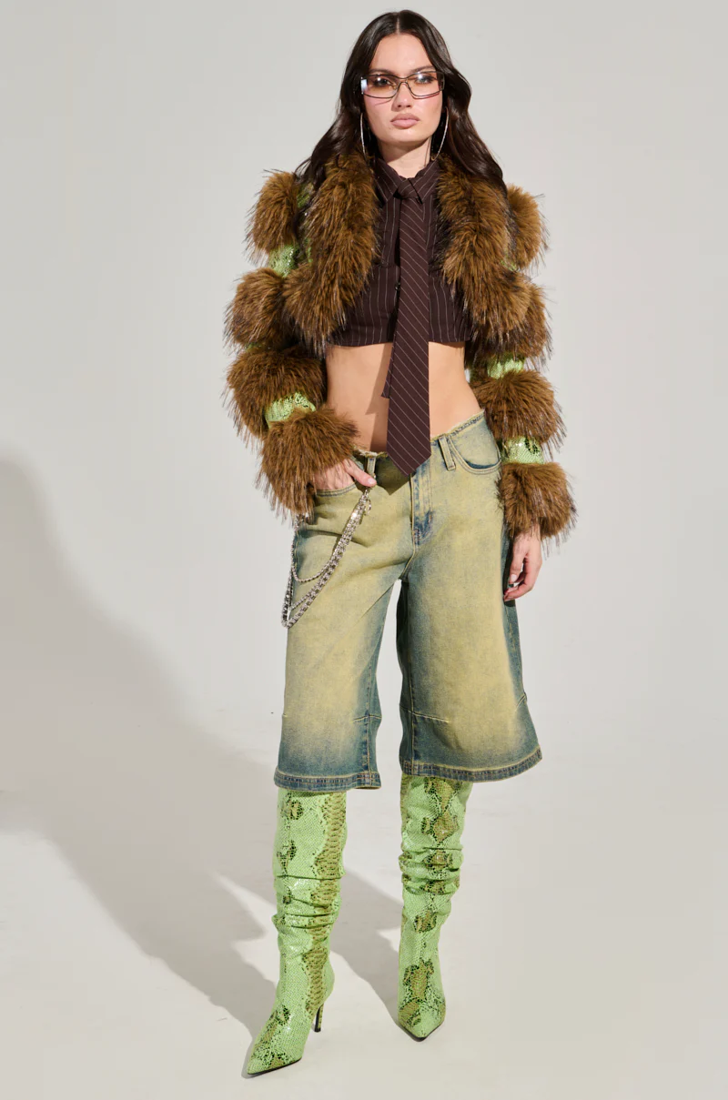 FERNIE ULTRA CROP FUR TRIM MOTO - Image 7